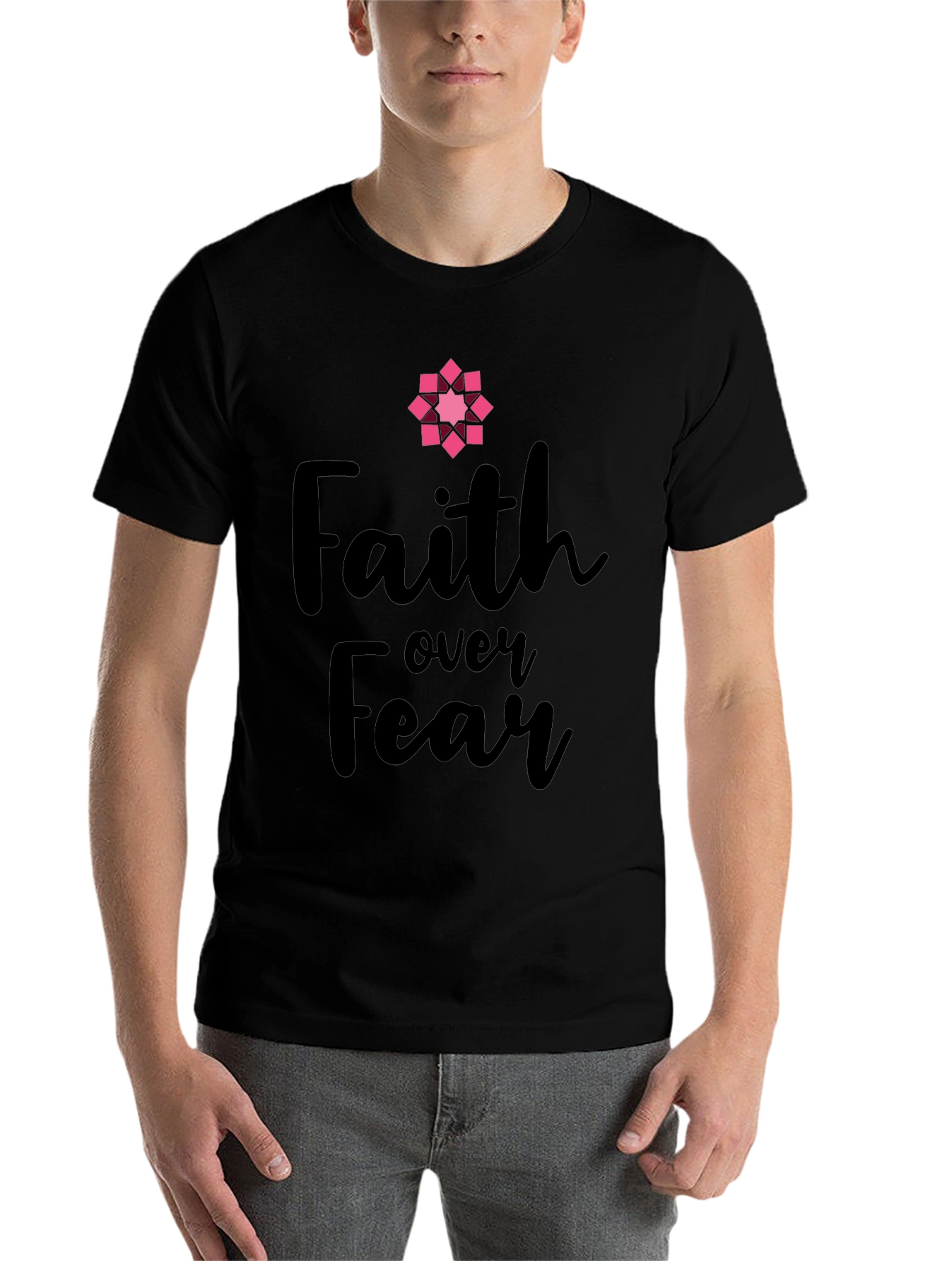 Black Faith Over Fear Graphic Tee - Inspirational T-Shirt view 7