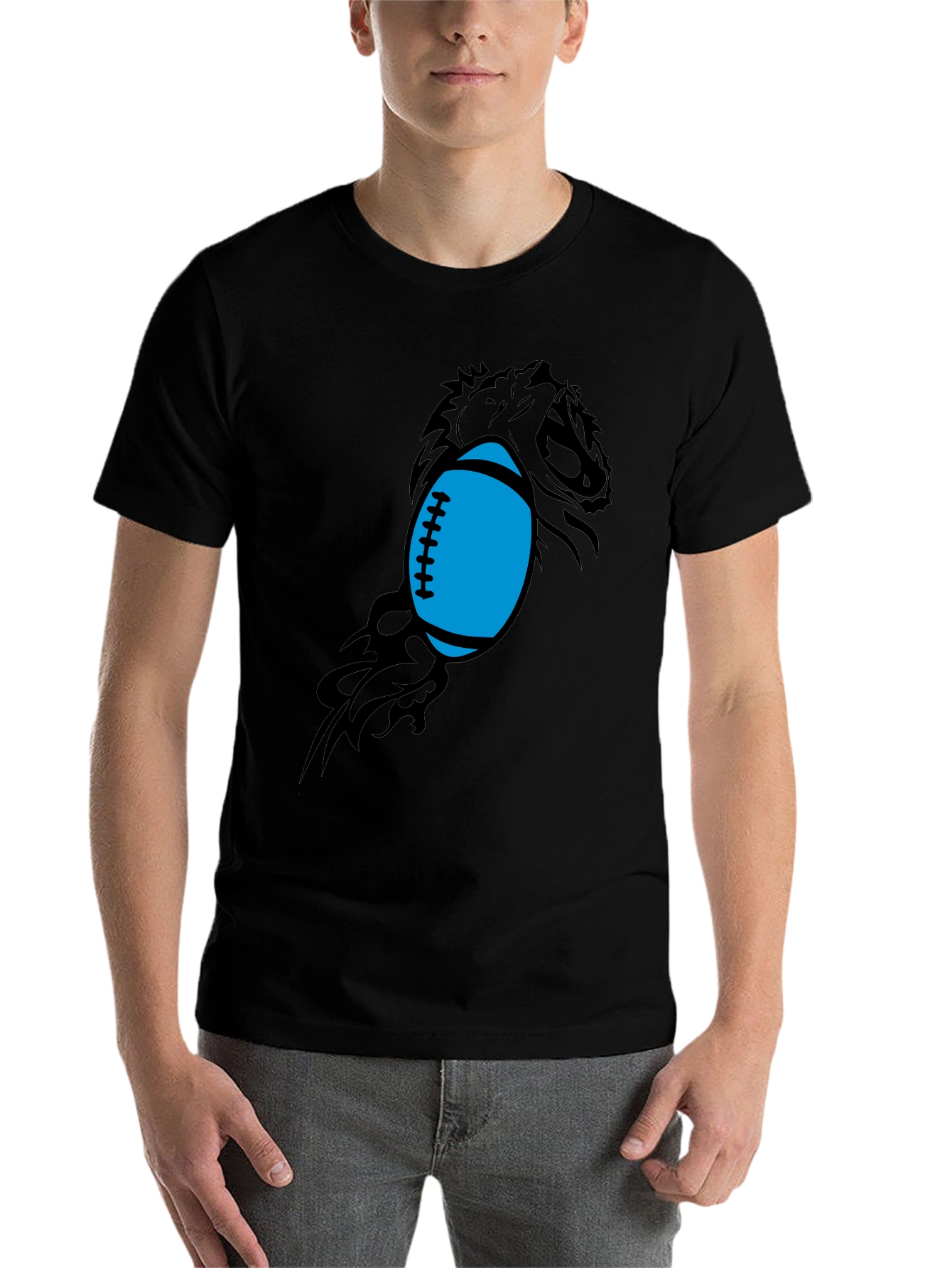 Black Lion Football Graphic Tee - Black Cotton Blend view 7
