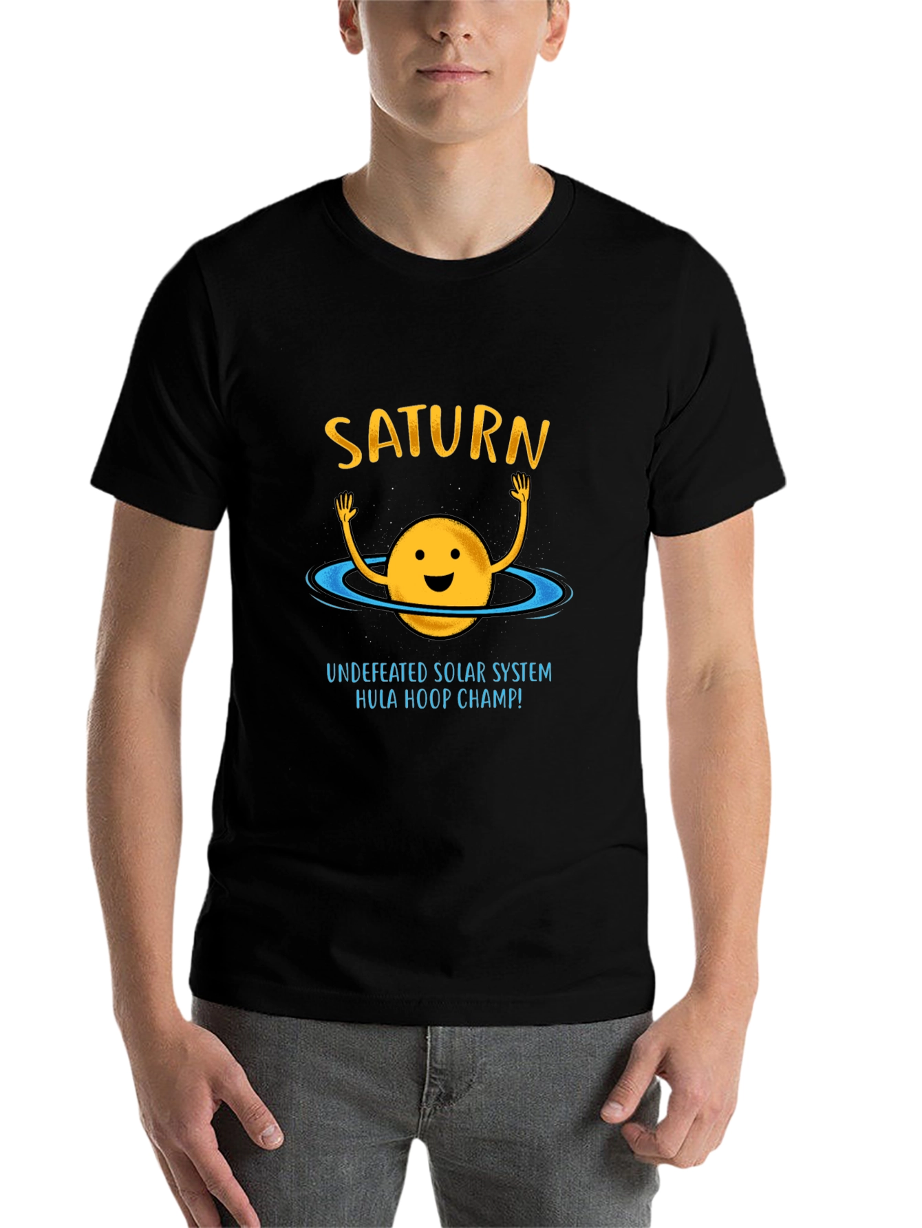 Black Saturn Hula Hoop Champ Graphic Tee view 7