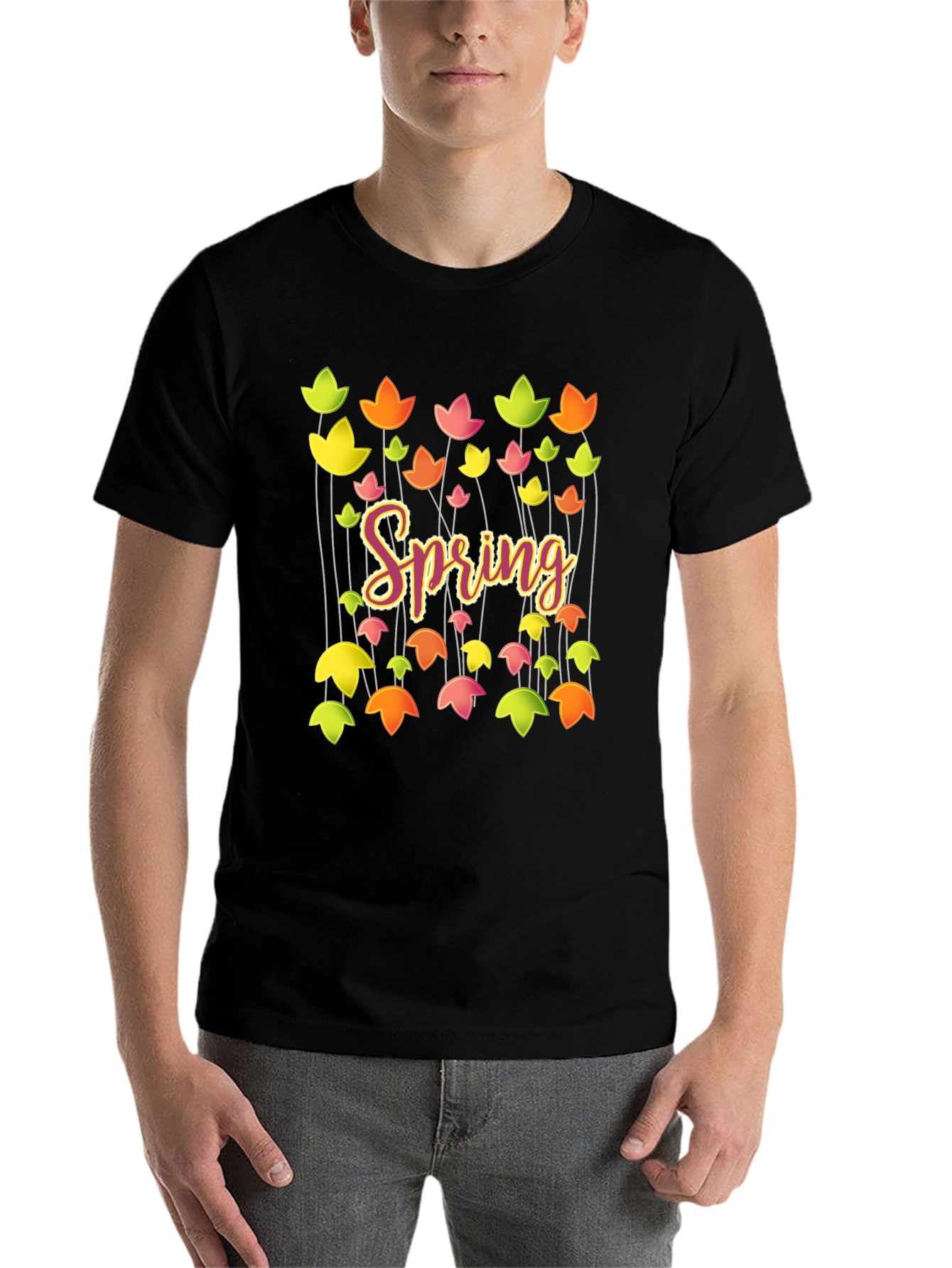 Black Spring Floral Graphic T-Shirt - Trendy Casual Tee view 7