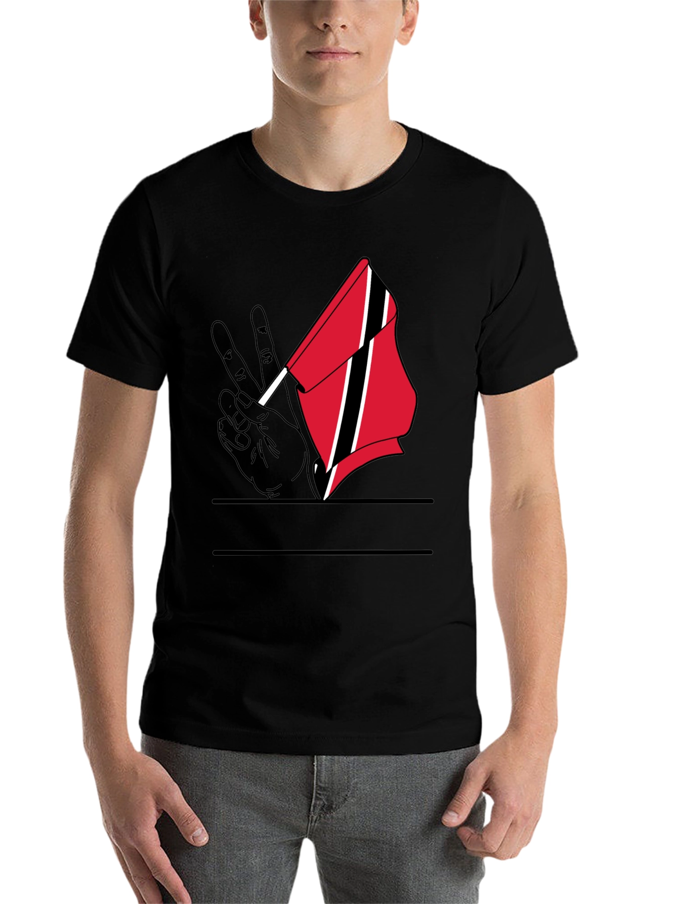 Black Trinidad and Tobago Peace Flag T-Shirt view 7