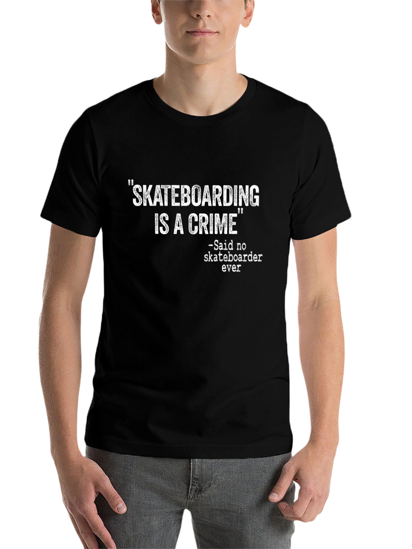 Black Skateboarding Is A Crime Graphic Tee view 7