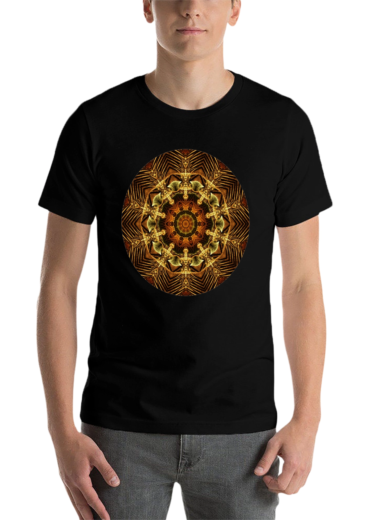 Black Geometric Mandala Graphic Tee - Black view 7