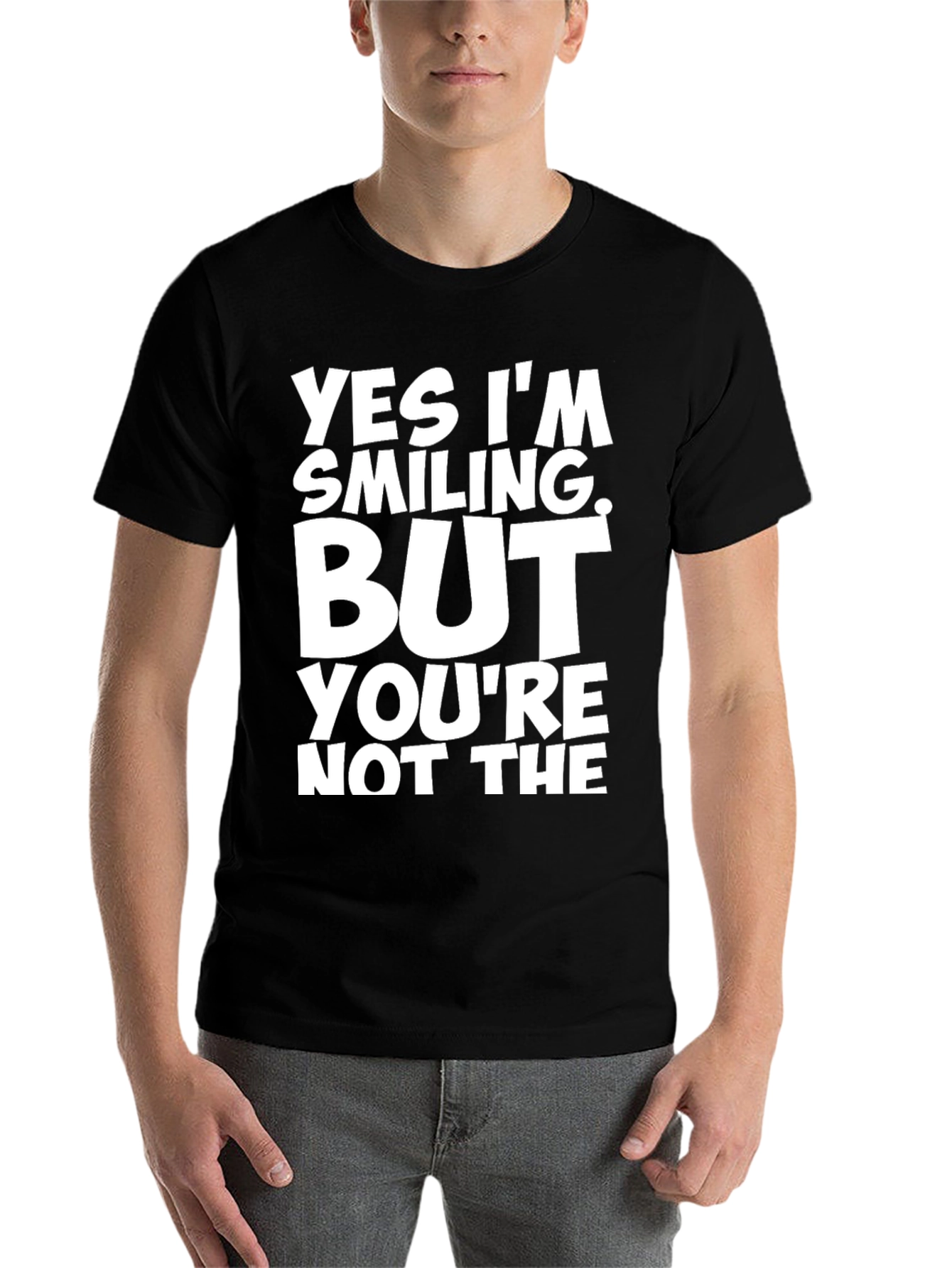 Black Funny Smiling Sarcastic Graphic T-Shirt view 7