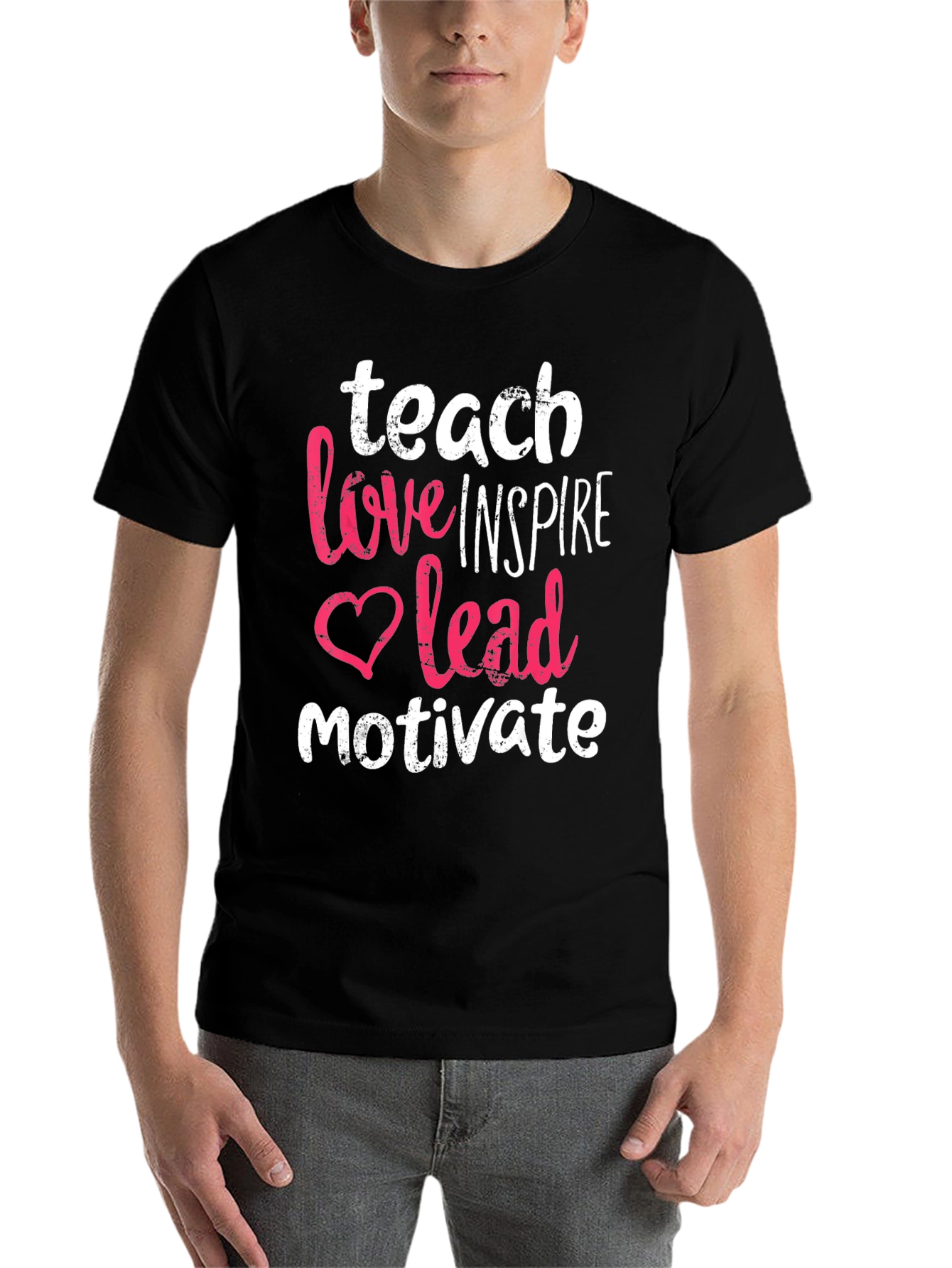 Black Teach Love Inspire Lead Motivate T-Shirt view 7