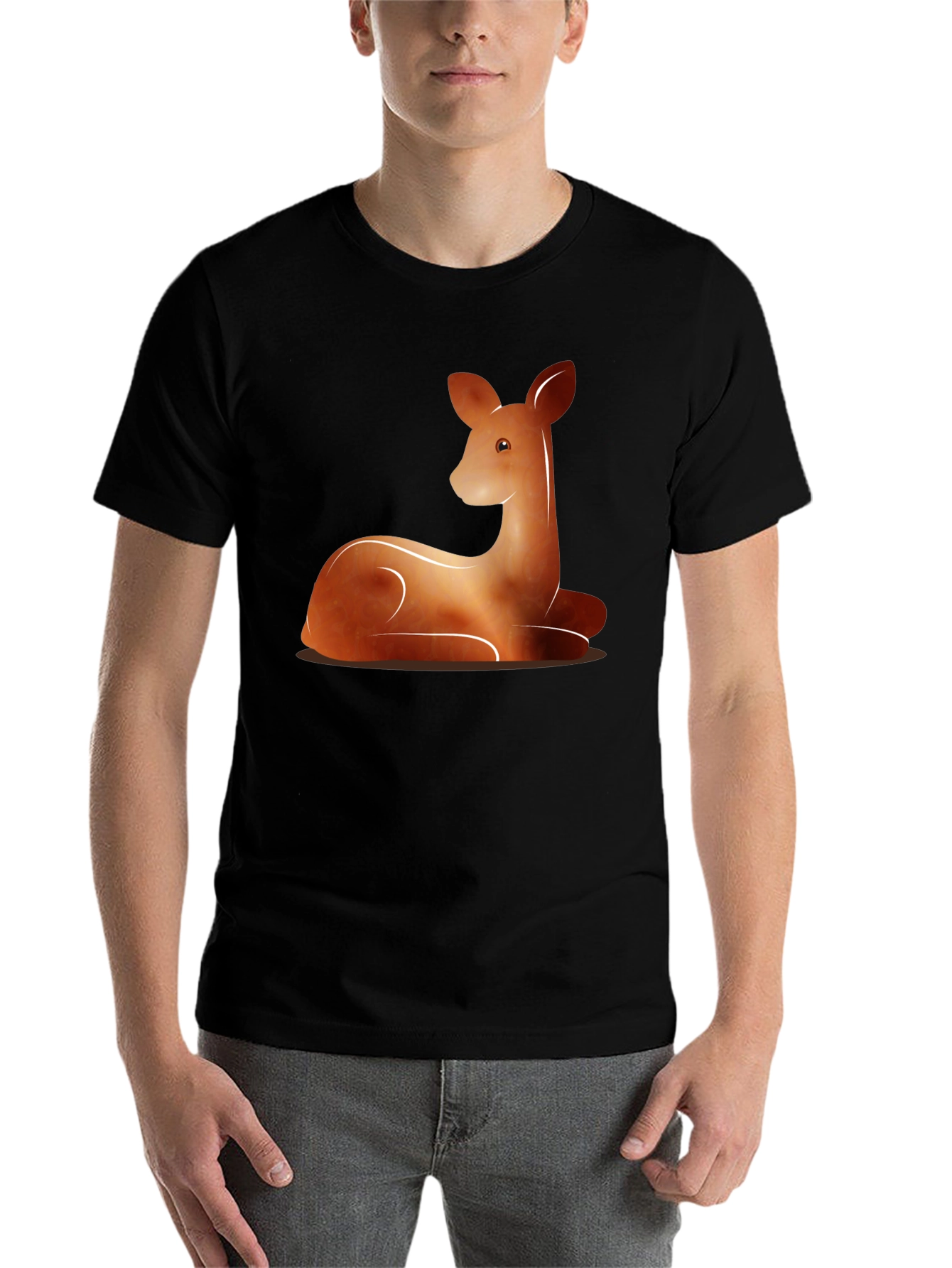 Black Deer Graphic Tee - Black Cotton Blend T-Shirt view 7
