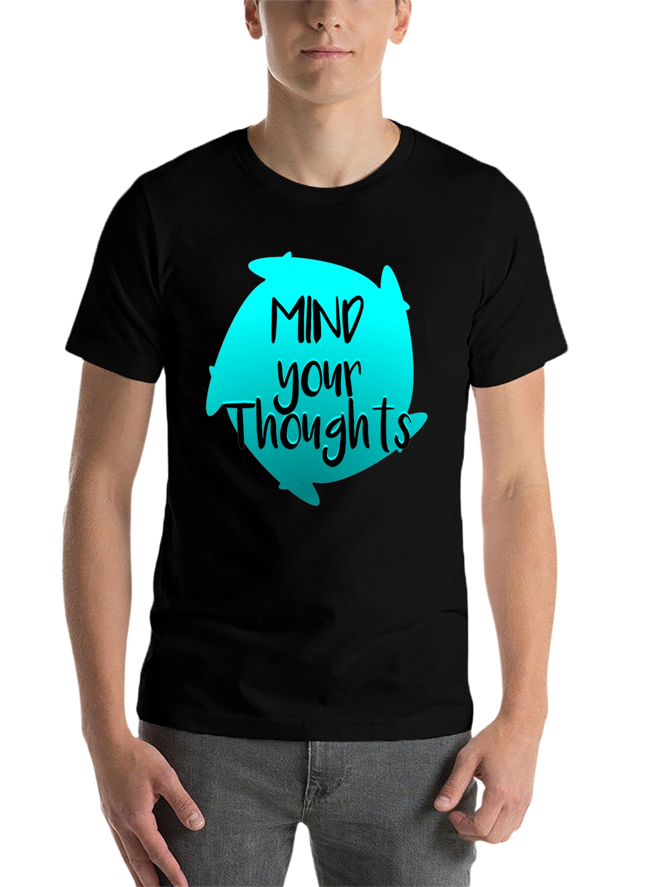 Black Mind Your Thoughts Graphic T-Shirt - Black view 7