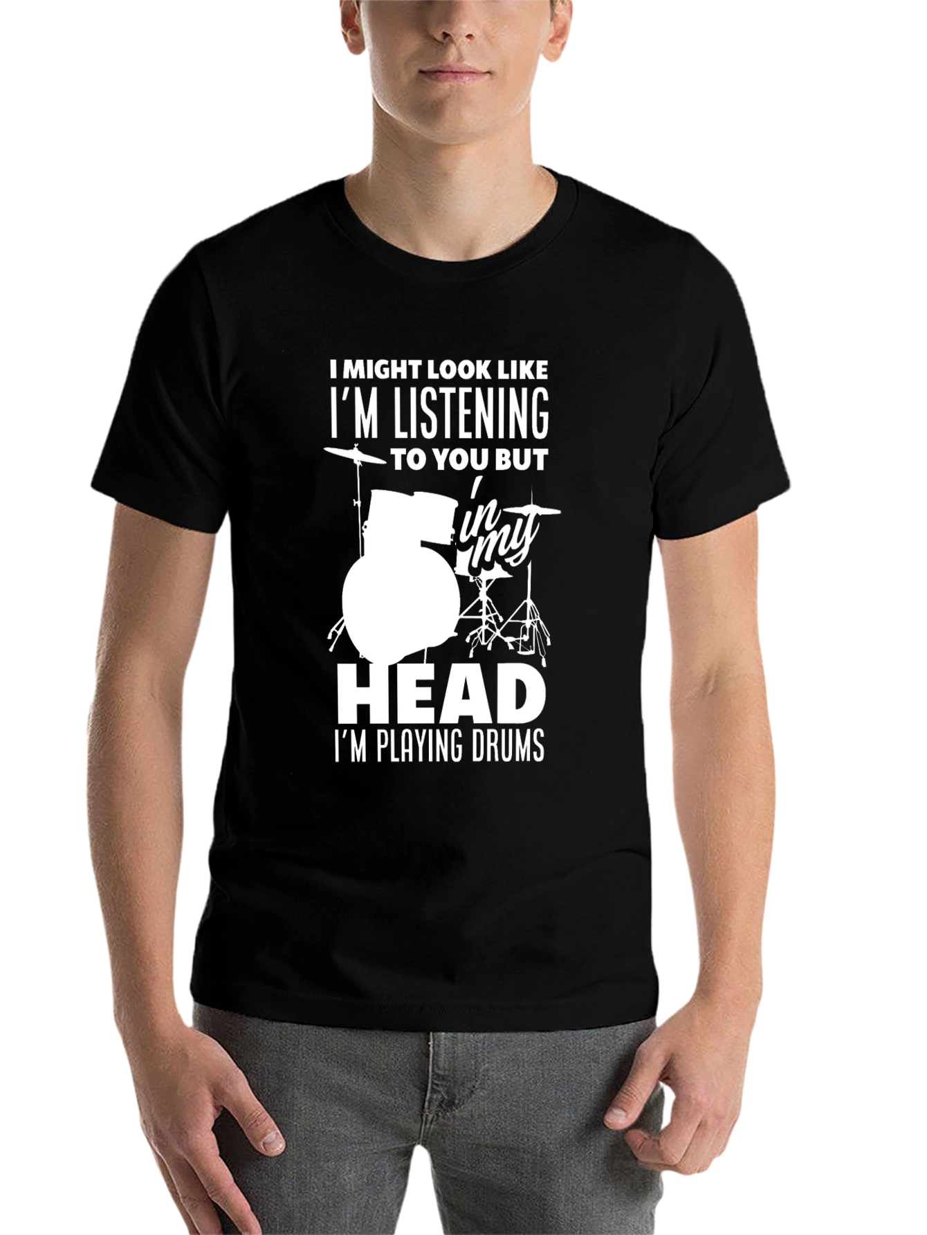 Drummer Humor T-Shirt - "In My Head I'm Playing Drums" - 7