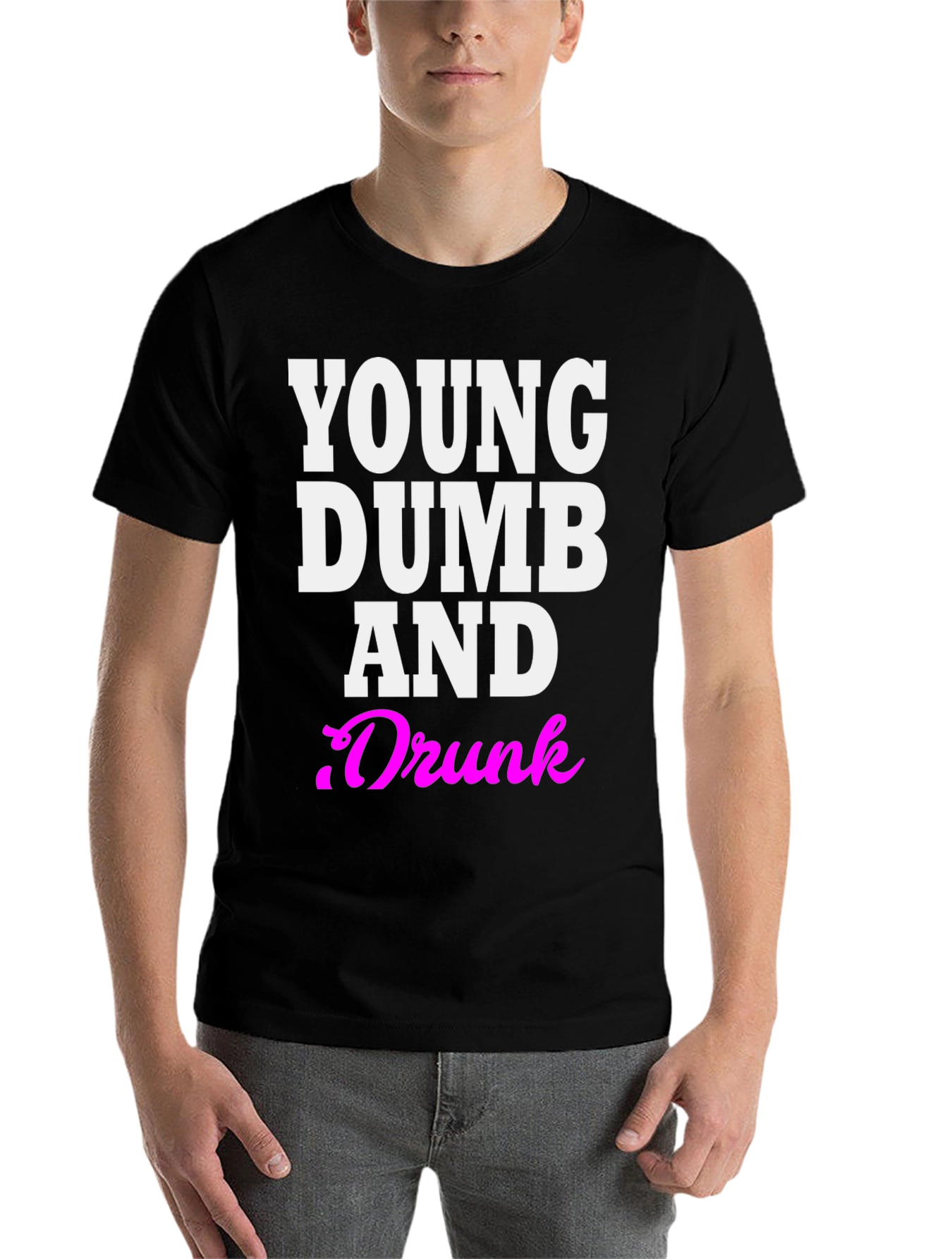 Black Young Dumb And Drunk Graphic Tee view 7