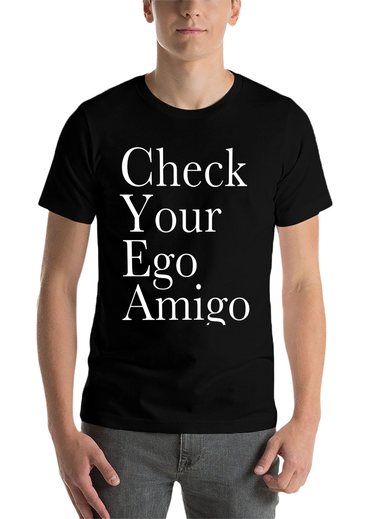 Black Check Your Ego Amigo - Novelty T-Shirt view 7