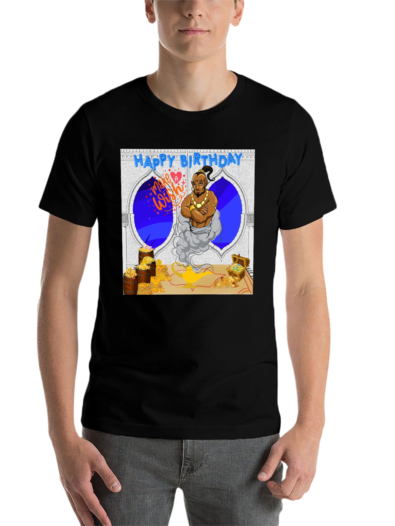 Black Genie Birthday T-Shirt: Make a Wish! view 7