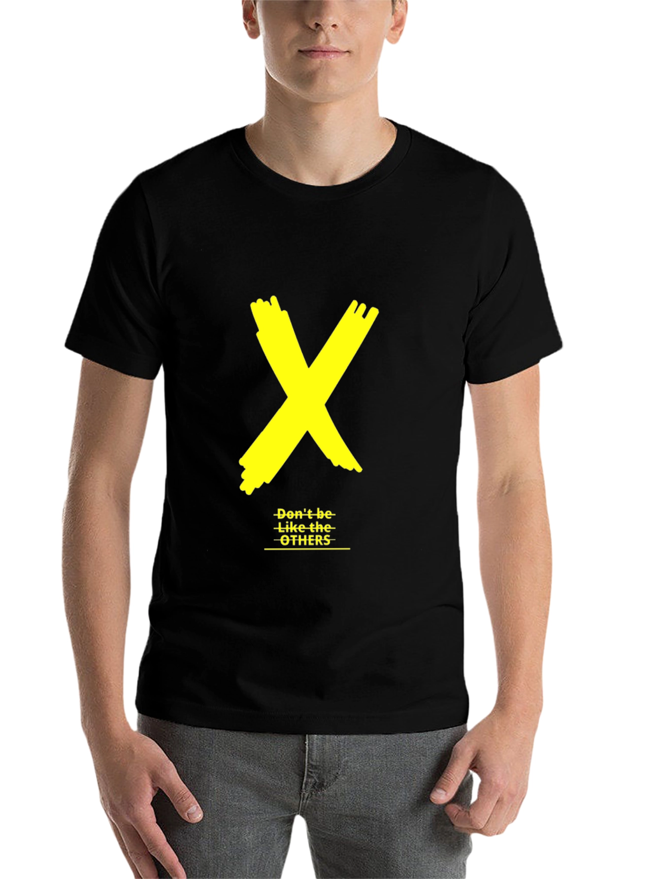 Black Bold Yellow X Graphic Black Tee - "Don't be like the OTHERS" view 7