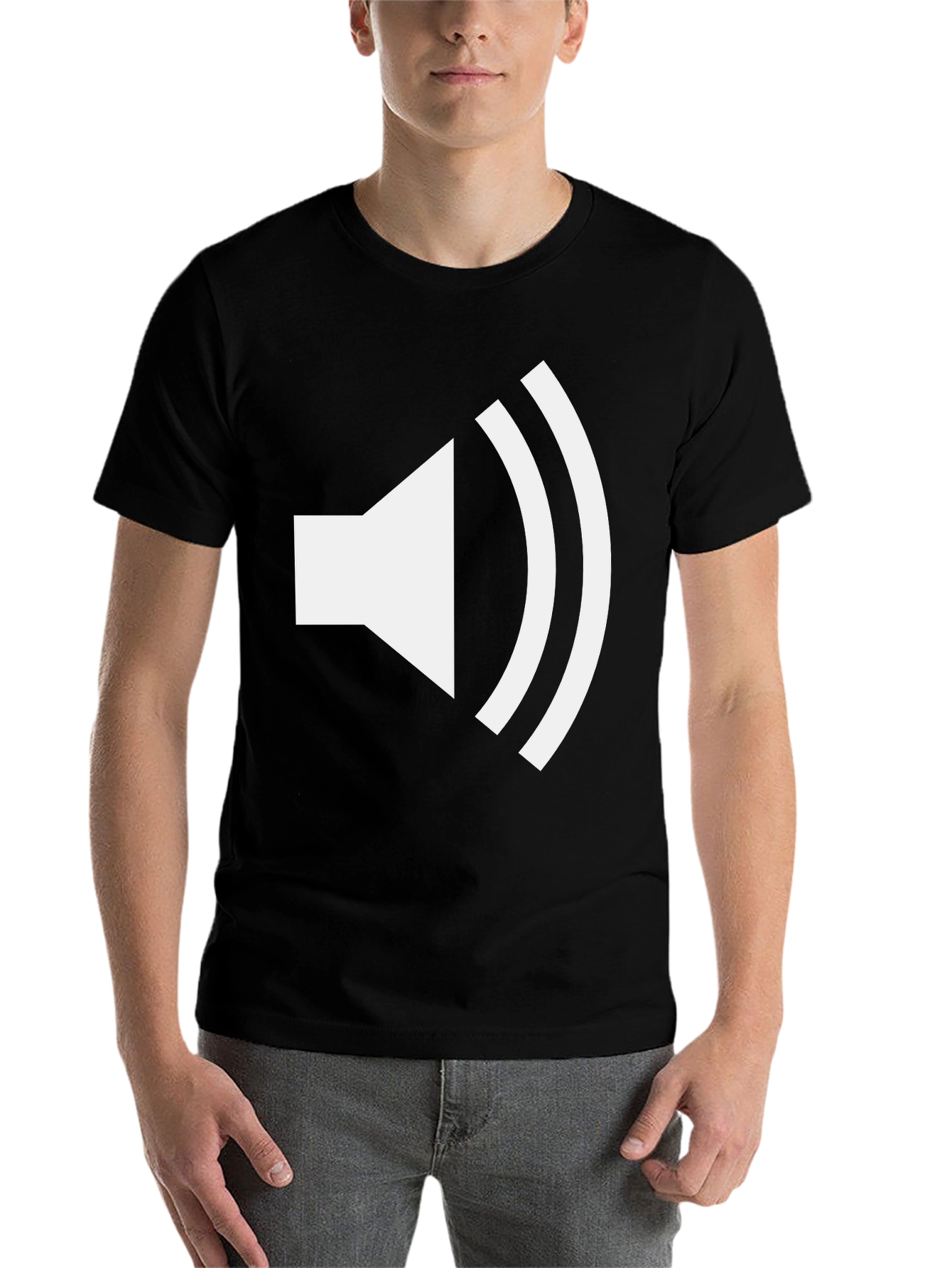 Black Loudspeaker Graphic Tee - Black Cotton T-Shirt view 7