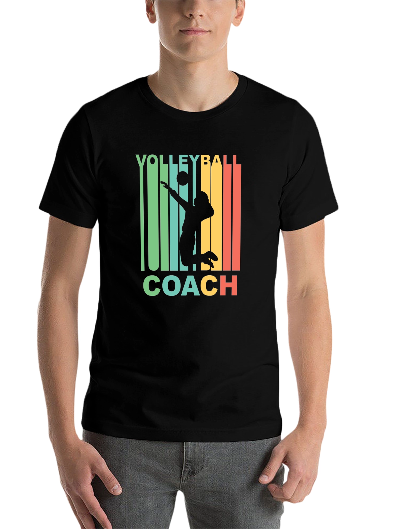 Black Volleyball Coach Retro T-Shirt  view 7