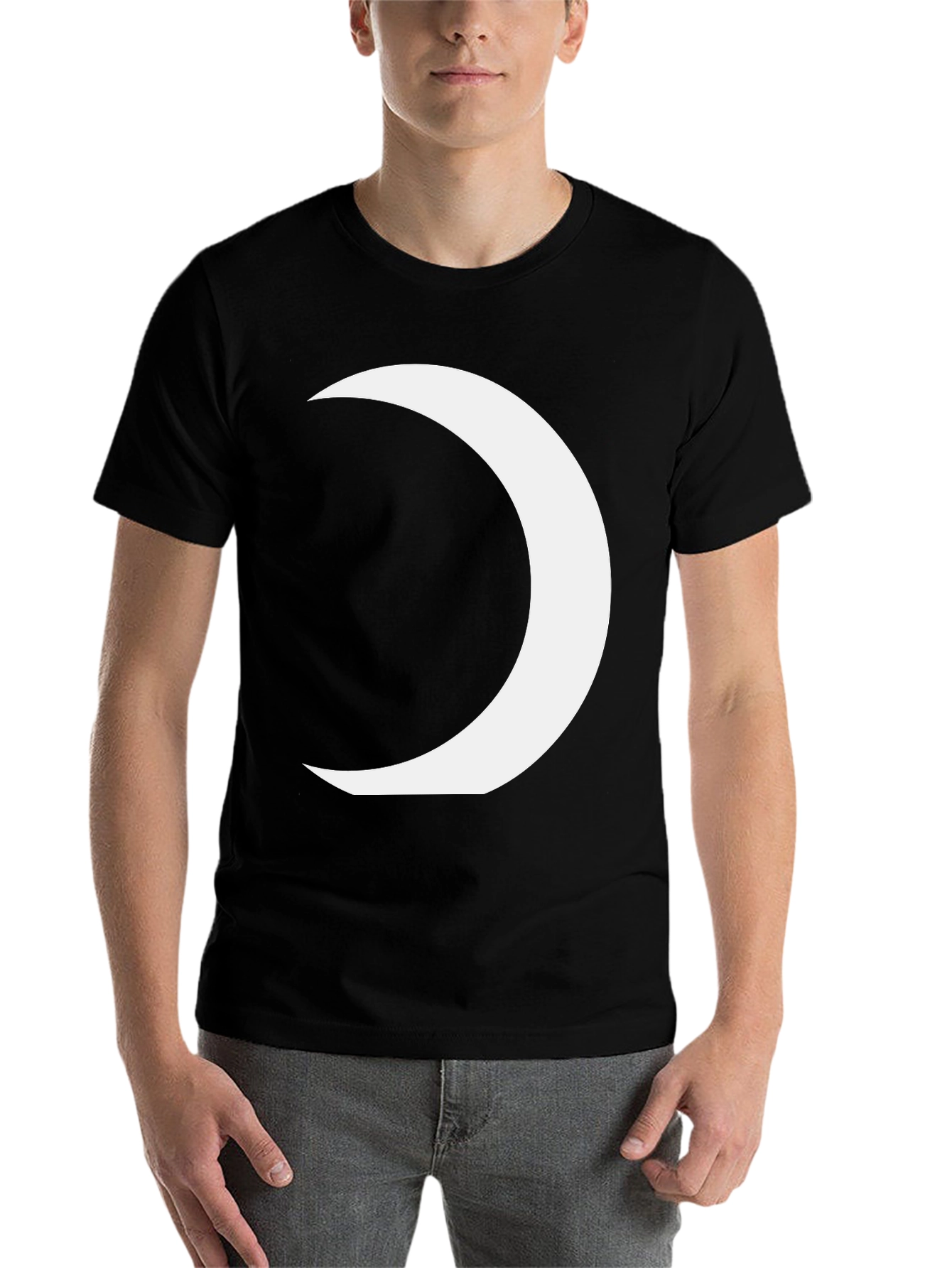 Black Crescent Moon Graphic Tee - Modern Black T-Shirt view 7