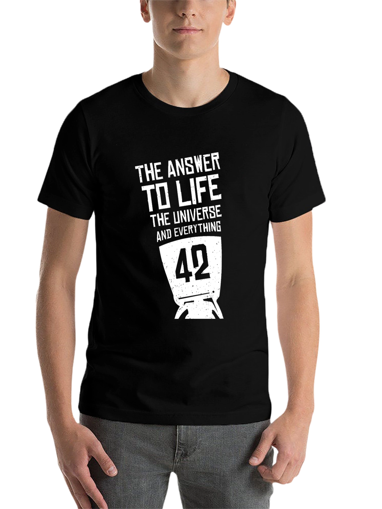 Black The Answer to Life T-Shirt - 42 Hitchhiker's Guide view 7