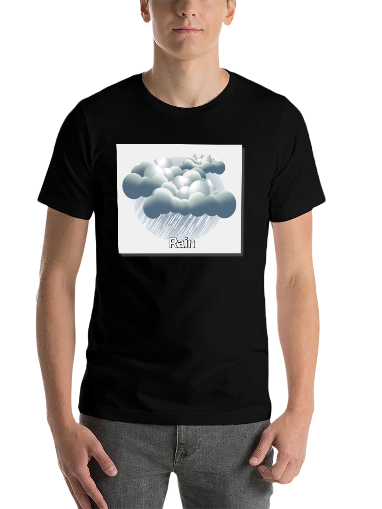 Black Rain Cloud Graphic Tee - Weather Theme Shirt view 7