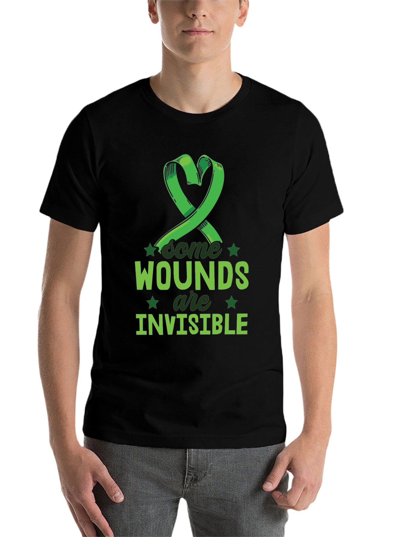 Black Invisible Wounds Awareness Tee view 7