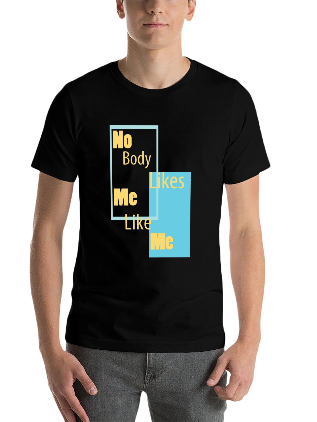 Black No Body Likes Me Funny Graphic Tee view 7