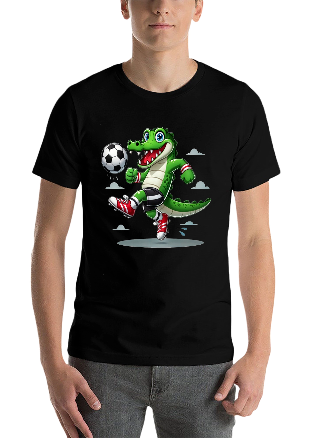 Black Alligator Soccer T-Shirt - Cool Sports Graphic Tee view 7
