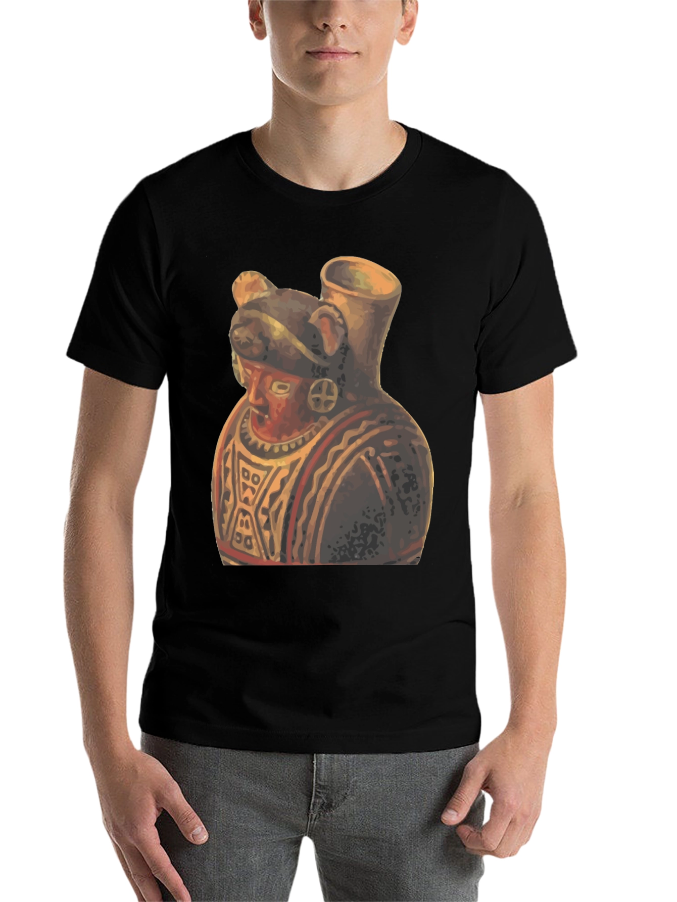 Black Unique Artistic Graphic Tee - Anthropomorphic Pottery view 7