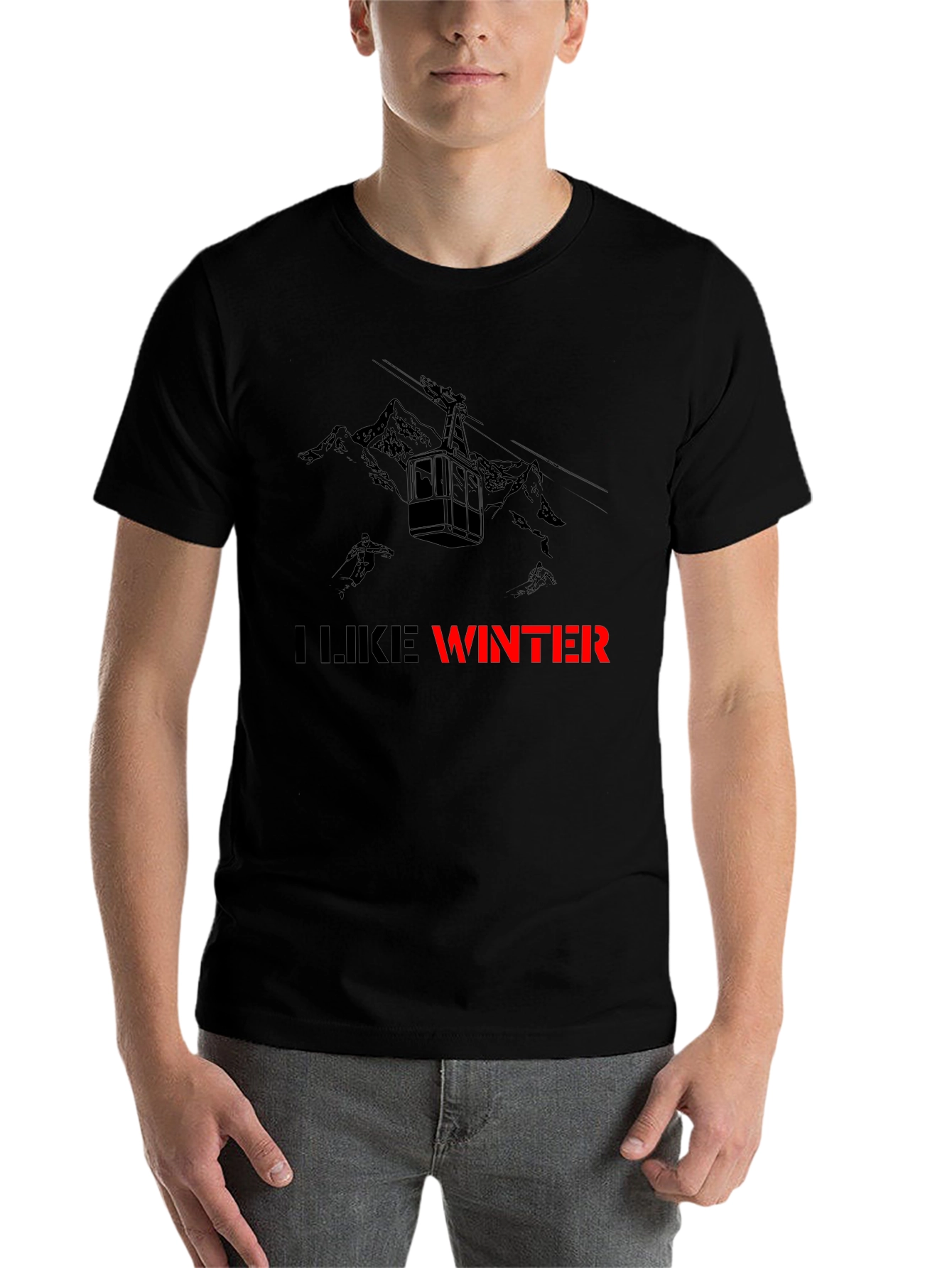 Black I Like Winter Graphic Tee - Black view 7