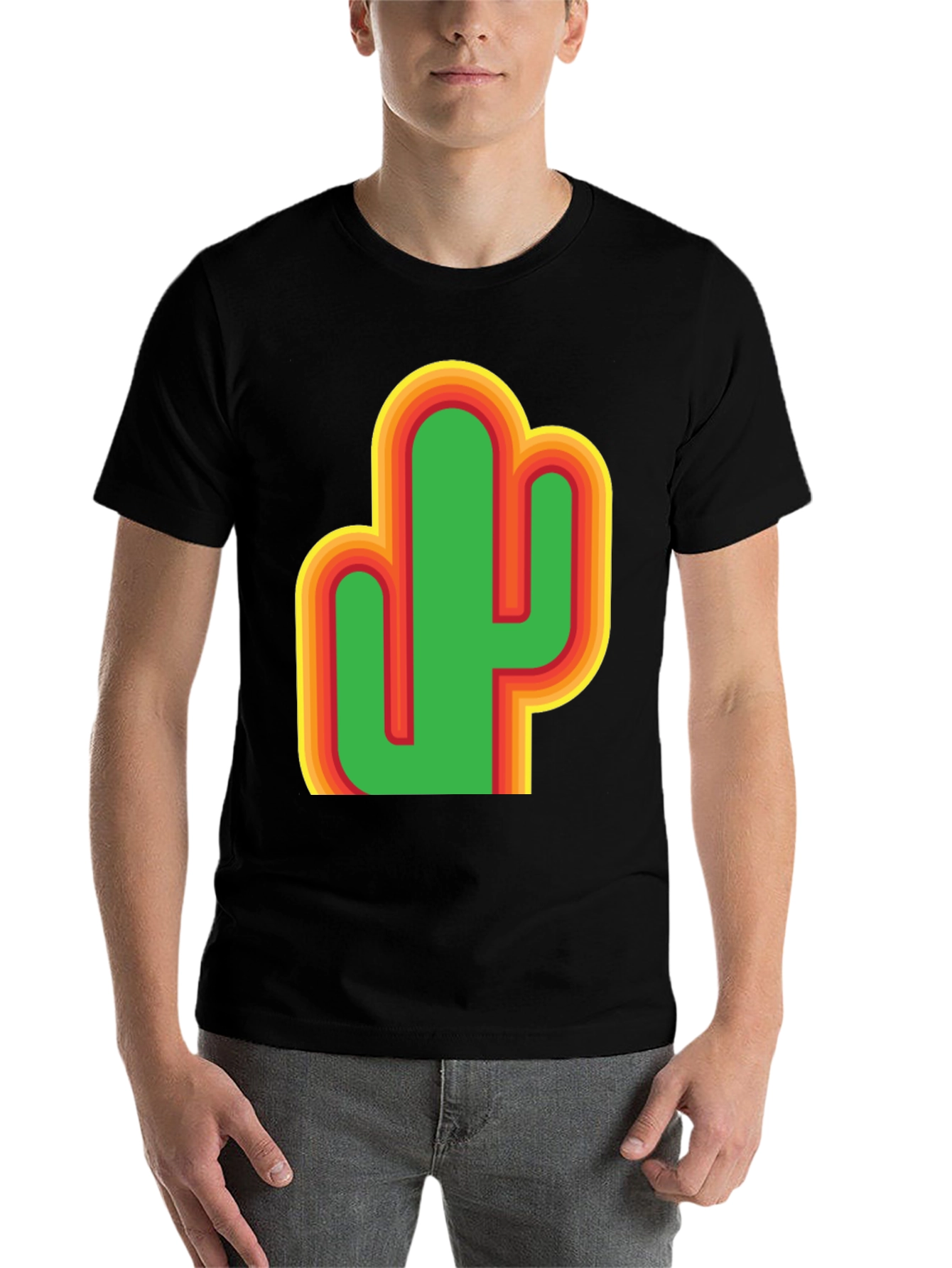 Black Retro Cactus Graphic T-Shirt view 7