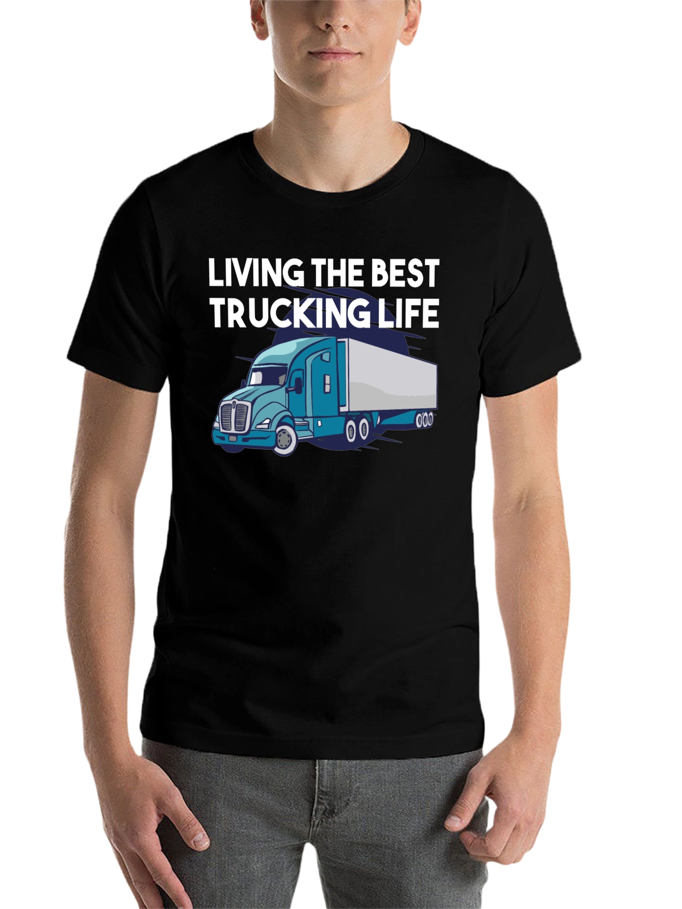 Black Living the Best Trucking Life Tee view 7