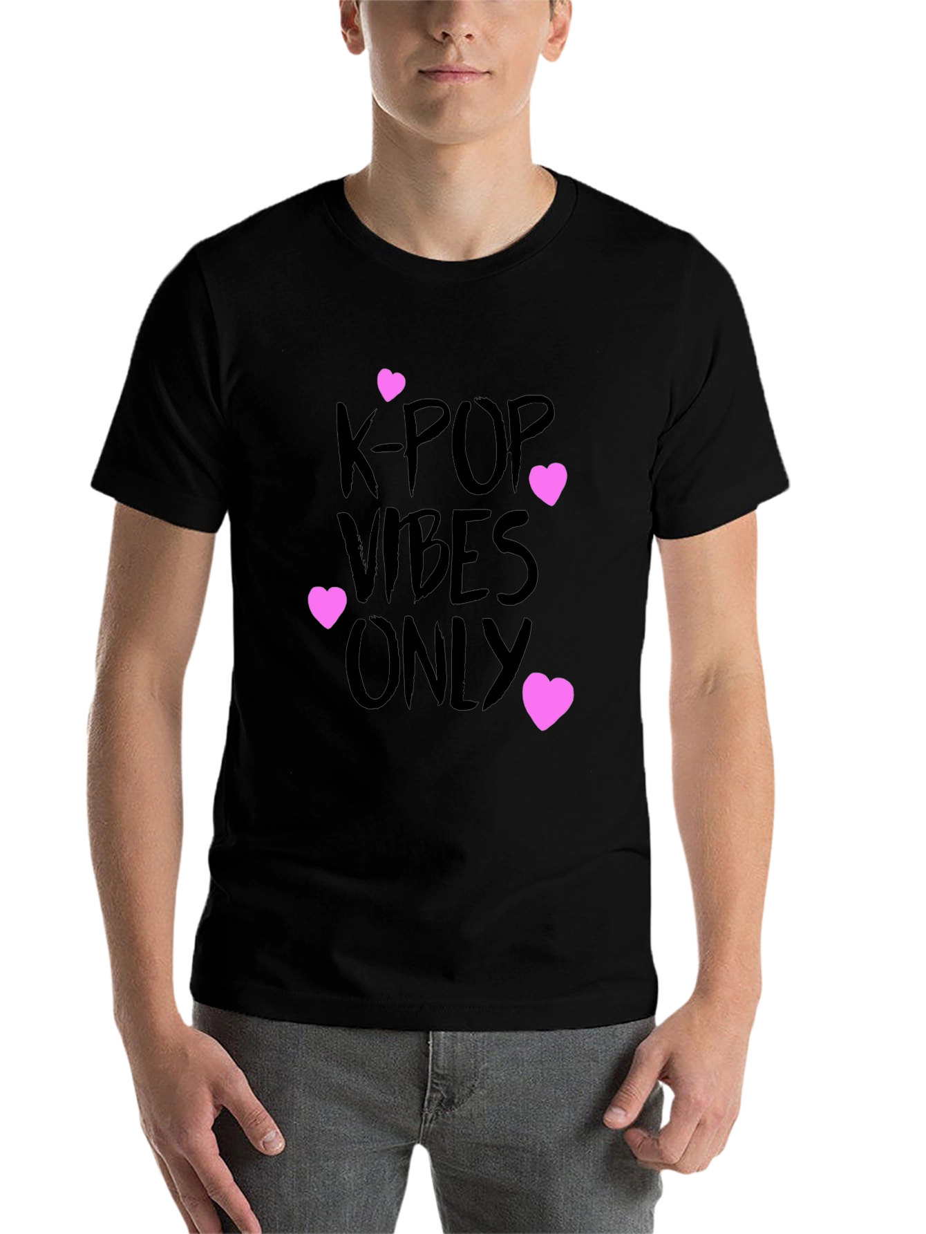 Black K-Pop Vibes Only Graphic Tee - Black view 7