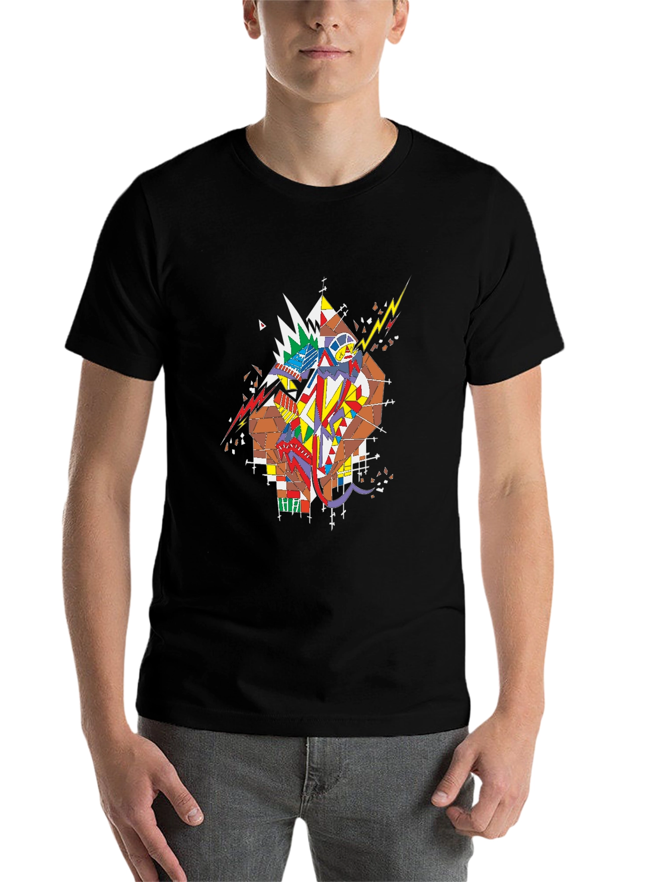 Black Abstract Graphic Print Black T-Shirt view 7