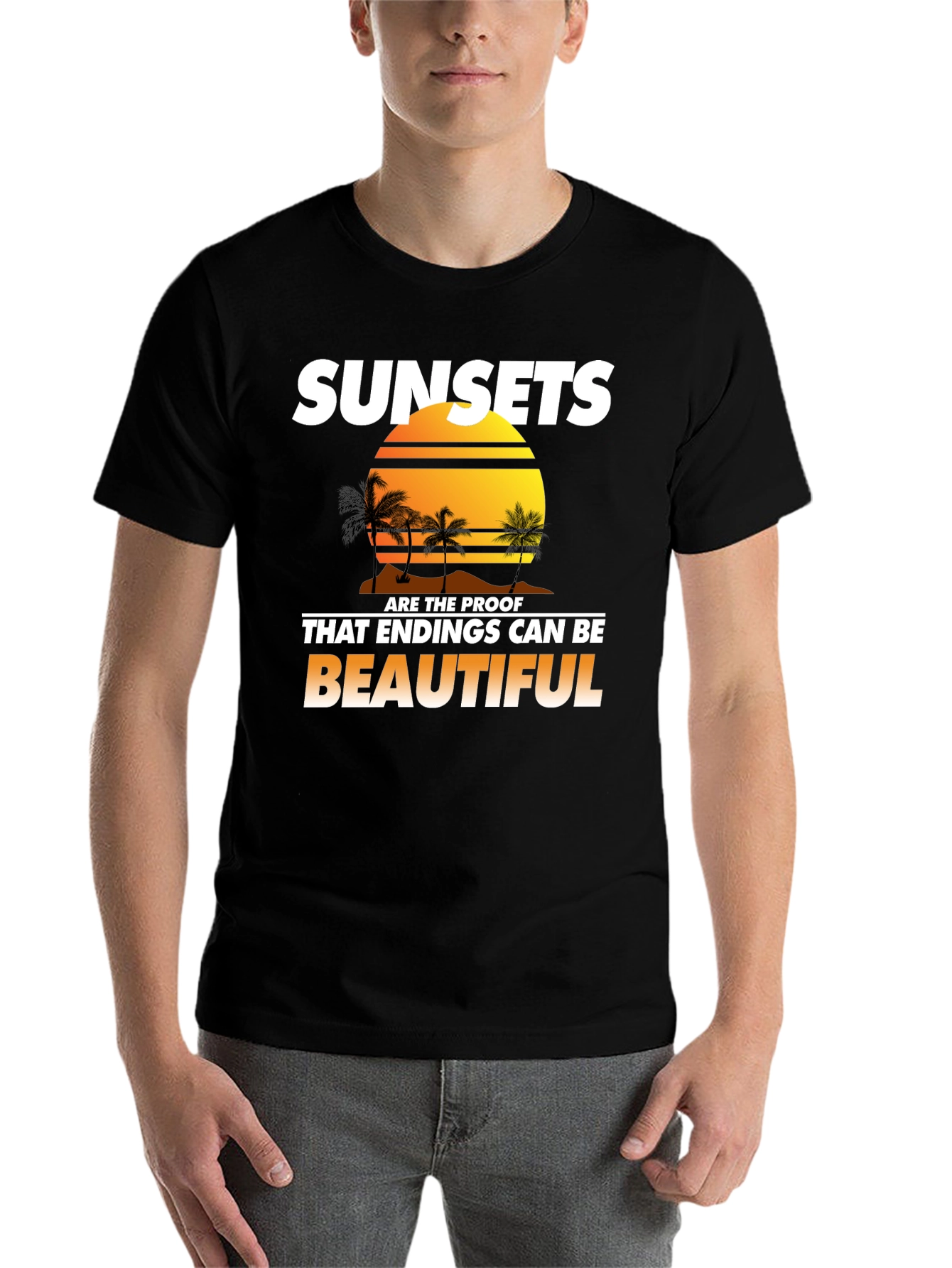 Black Sunset Paradise Graphic T-Shirt view 7