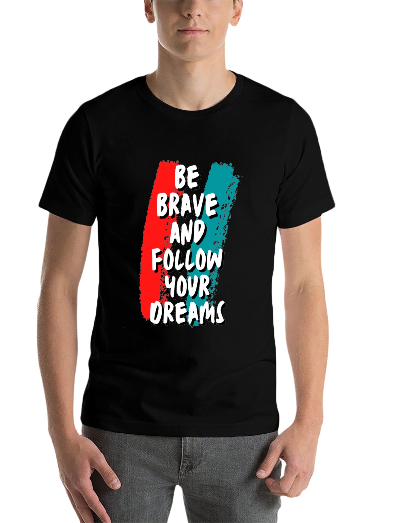 Black Be Brave Graphic Tee - Motivational T-Shirt view 7