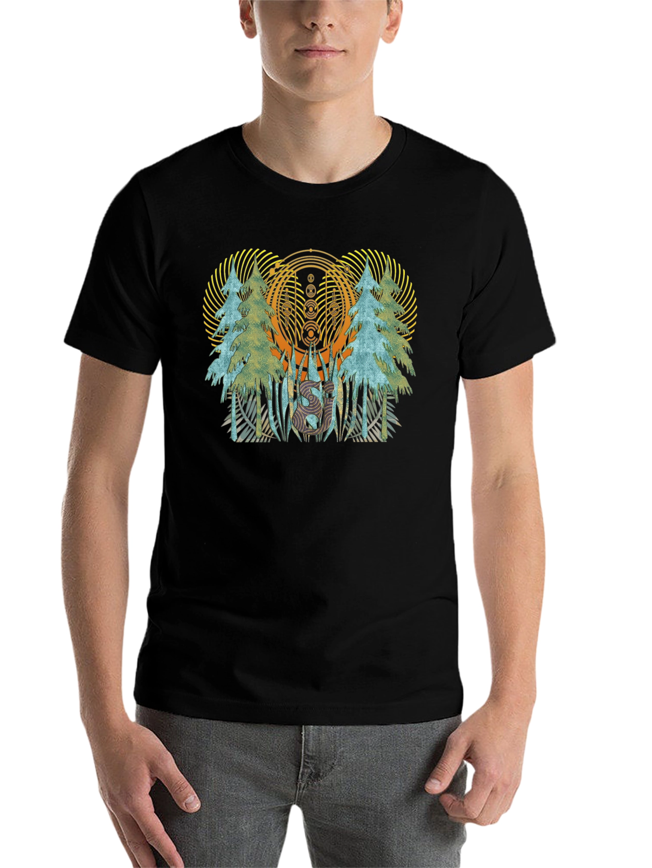Black Nature Inspired Graphic Tee view 7