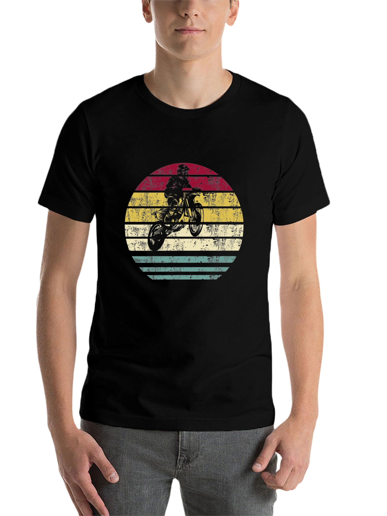 Black Retro Motocross T-Shirt - Vintage Style Bike Graphic Tee view 7