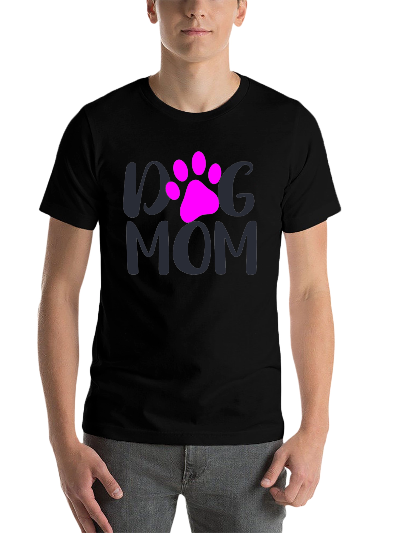 Black Dog Mom T-Shirt - Paw Print Graphic Tee view 7