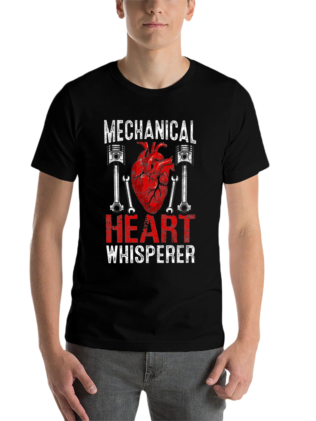 Black Mechanical Heart Whisperer Graphic T-Shirt view 7