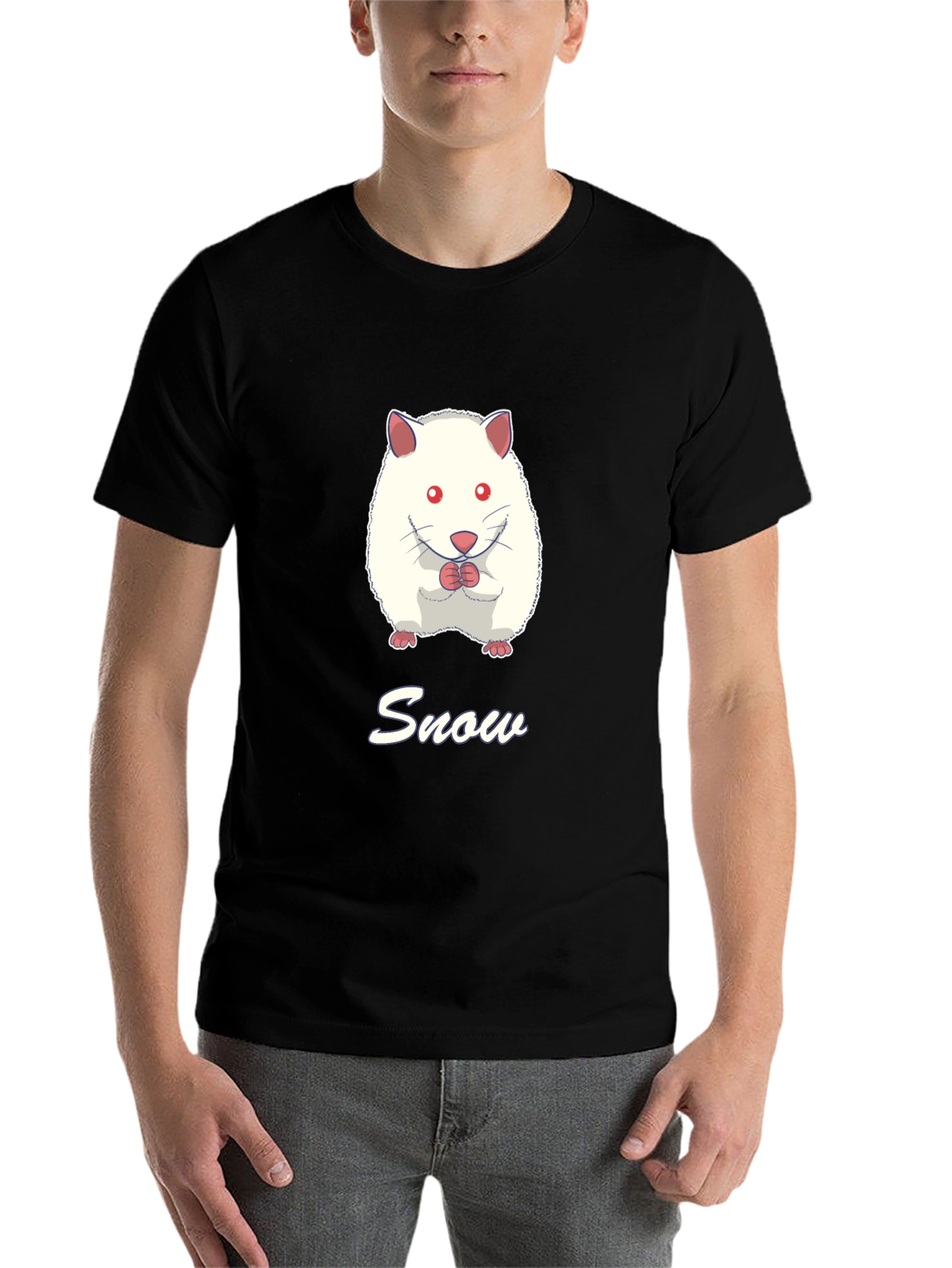 Black Snow Hamster Graphic Tee - Cute Pet T-Shirt view 7