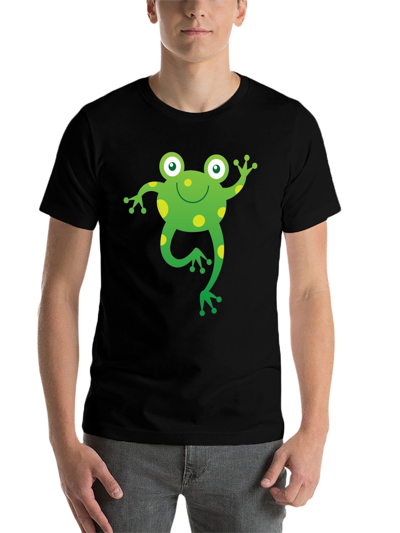 Black Fun Frog Graphic T-Shirt - Black Cotton Tee view 7