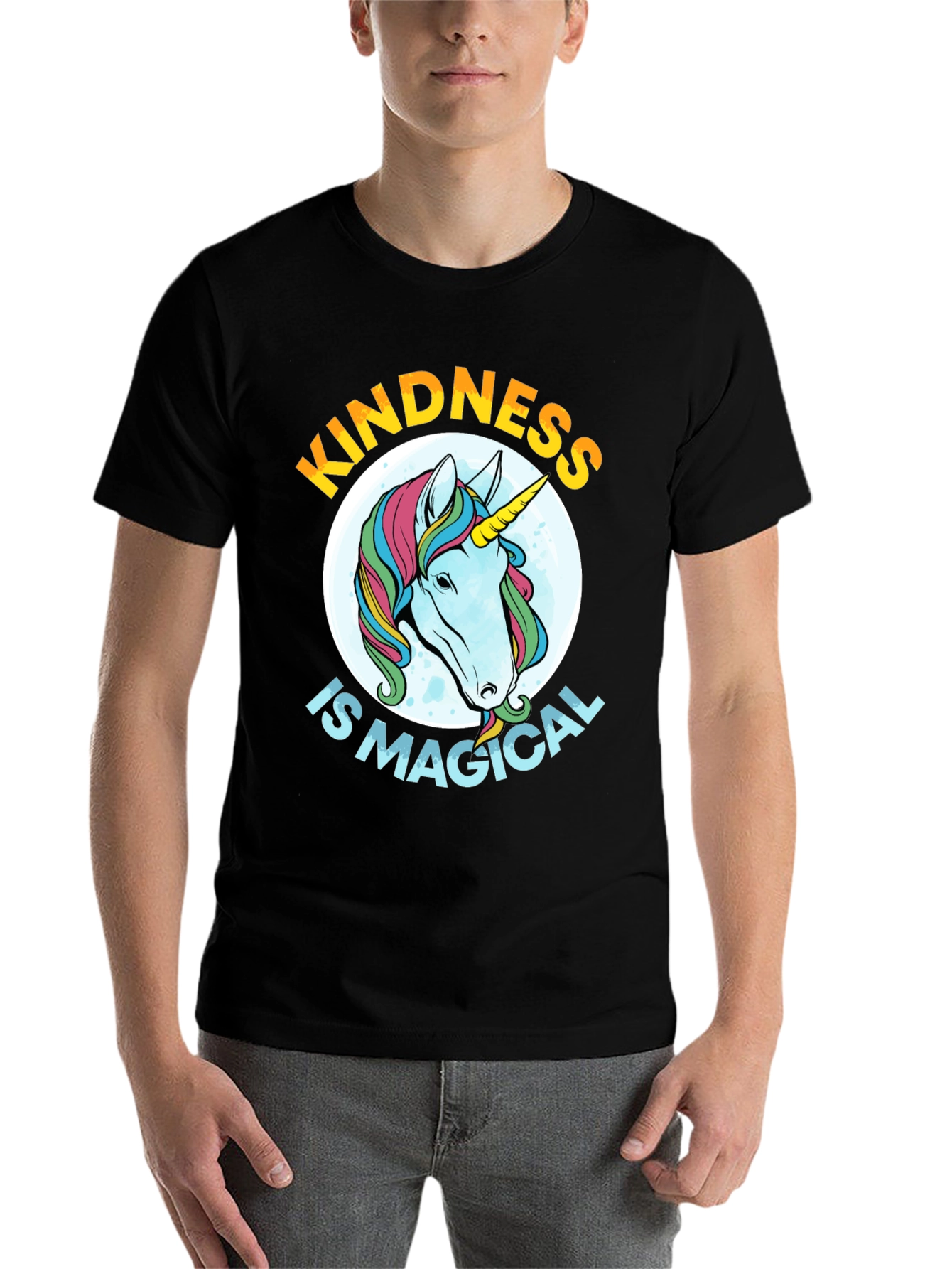 Black Kindness is Magical Unicorn Graphic Tee - Black view 7