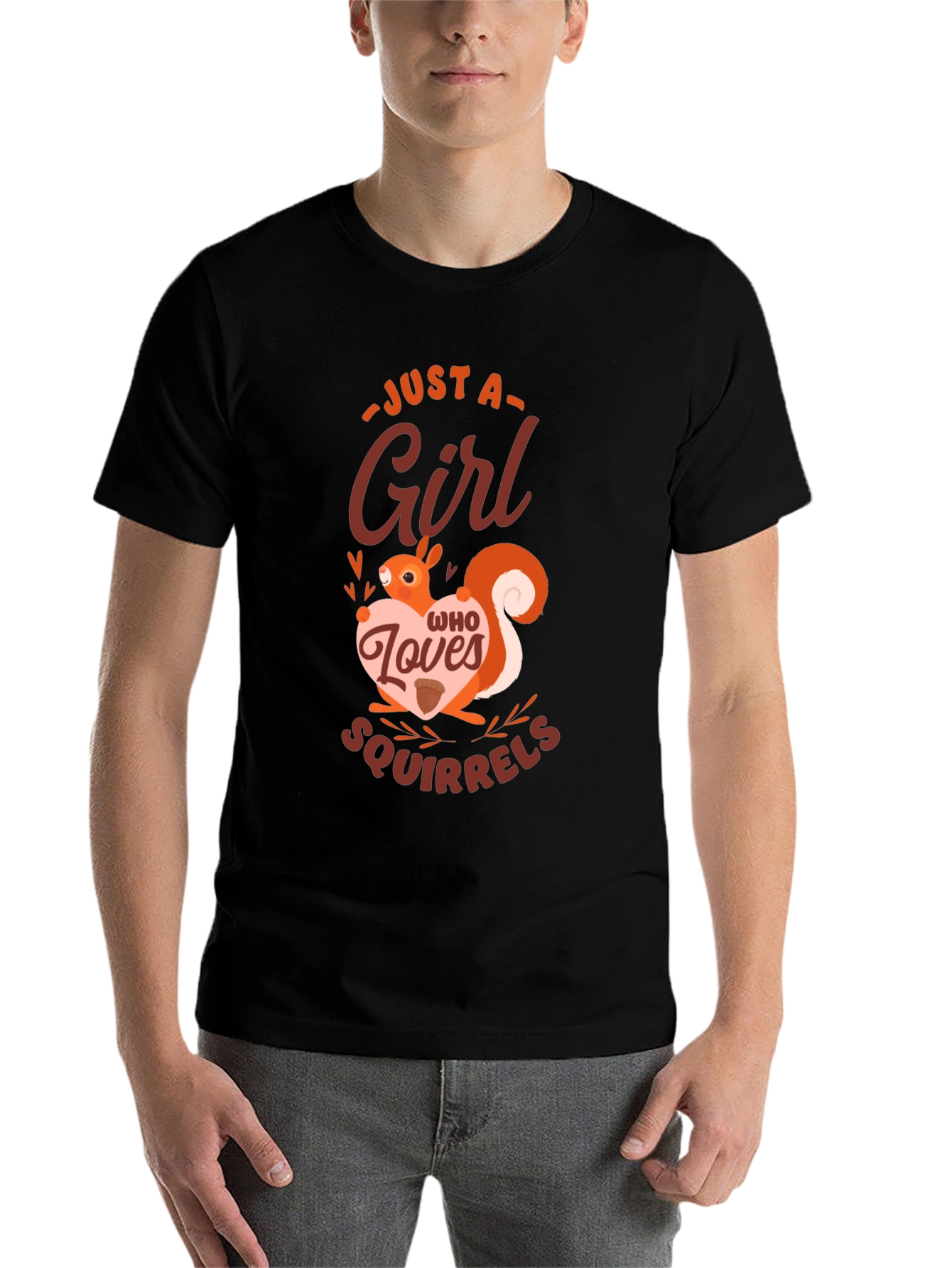 Black Just a Girl Who Loves Squirrels Graphic Tee view 7