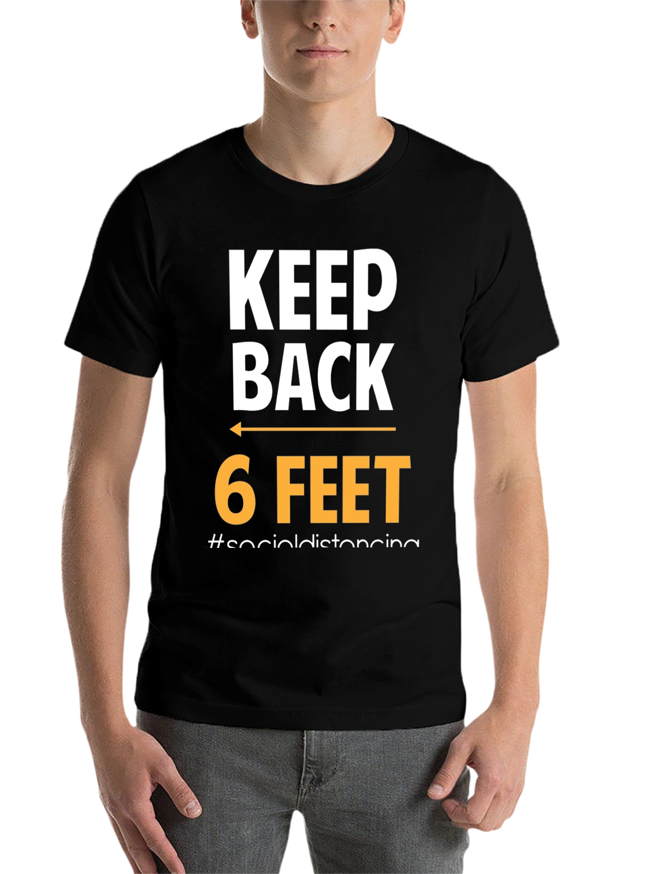 Black Keep Back 6 Feet Social Distancing T-Shirt view 7