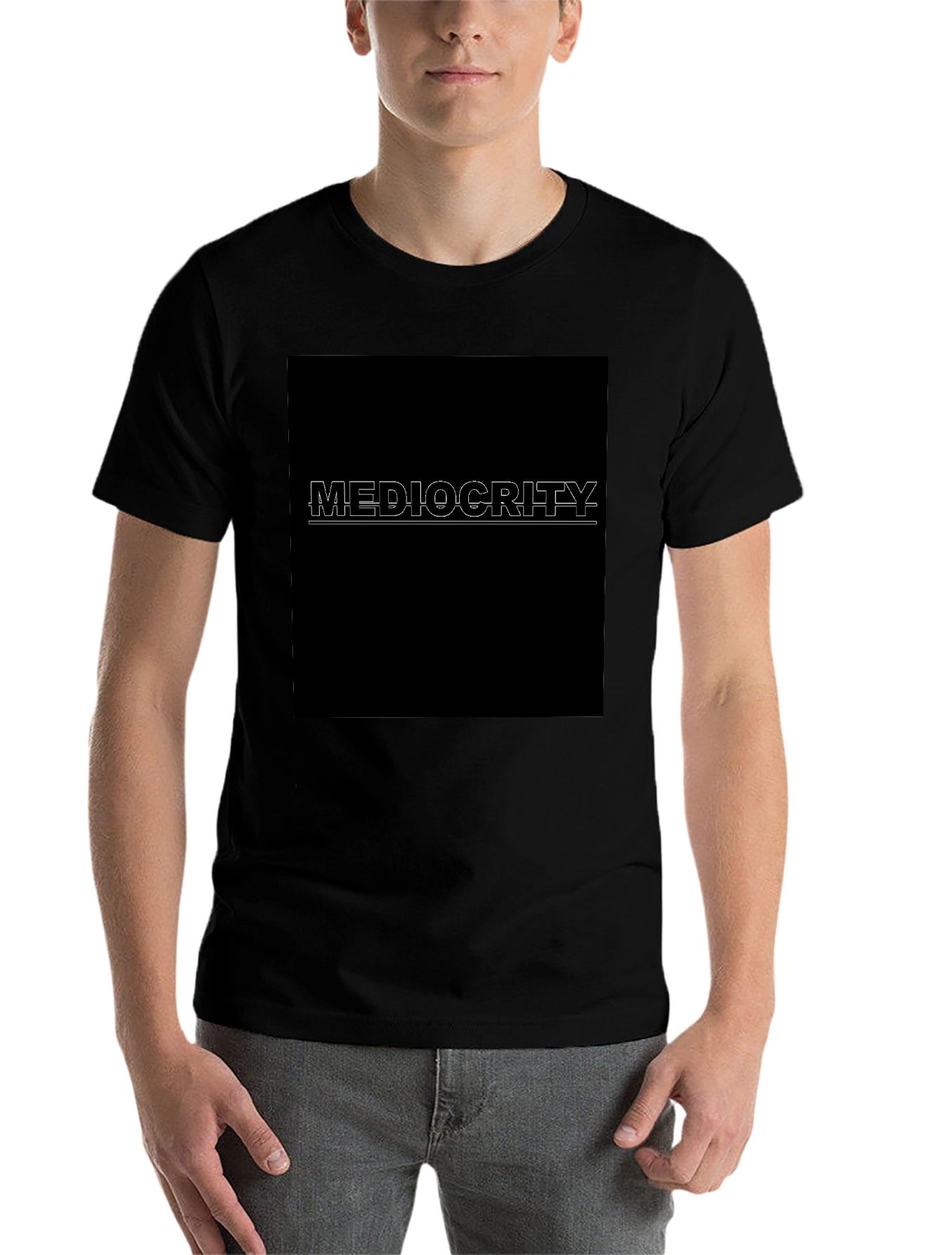 Black Mediocrity T-Shirt - Classic Black Crew Neck Tee view 7