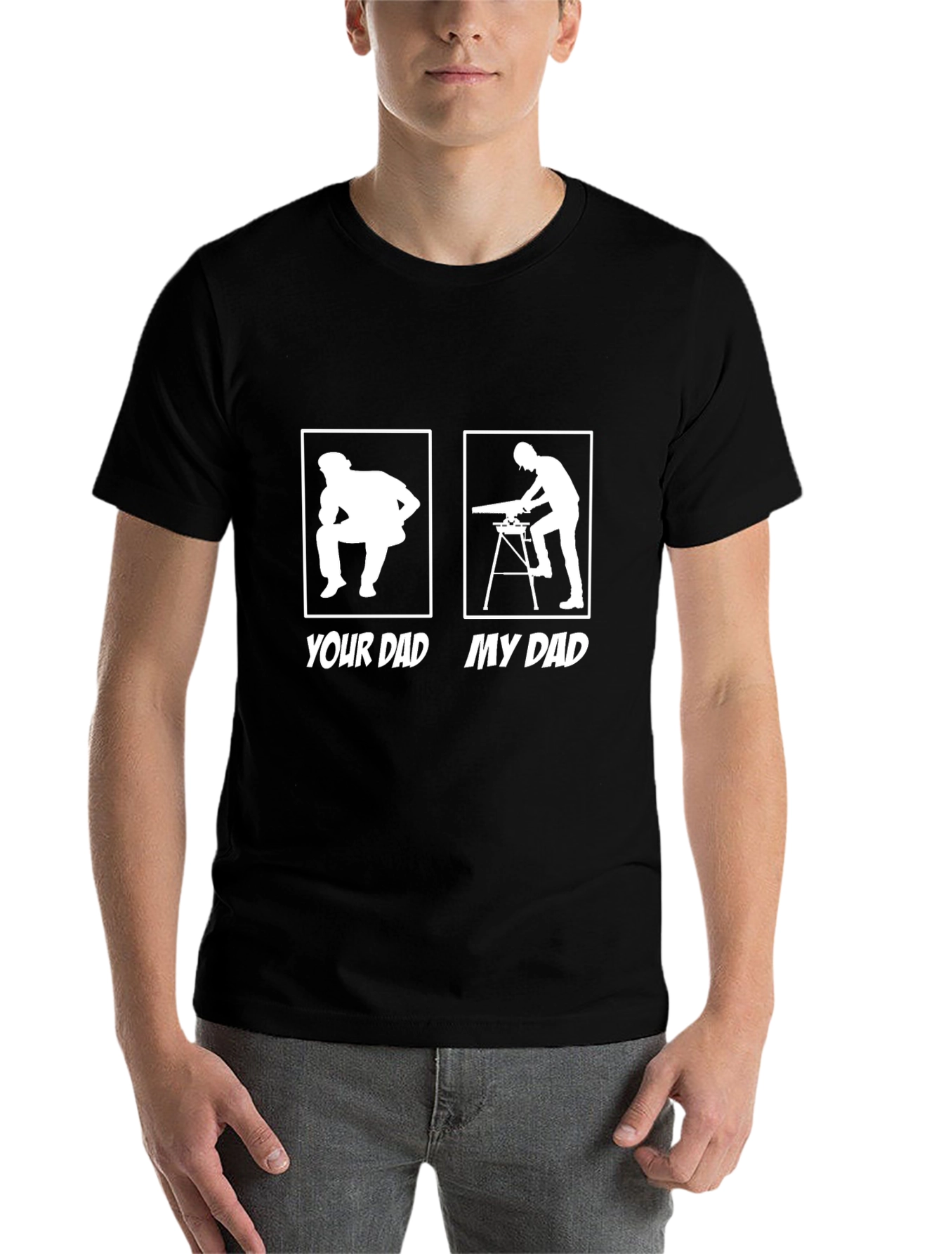 Black Your Dad vs. My Dad Funny Carpenter T-Shirt view 7