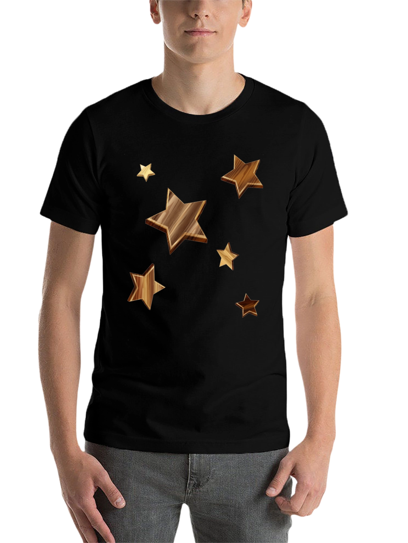 Black Starry Woodgrain Tee - Casual Cotton Comfort view 7