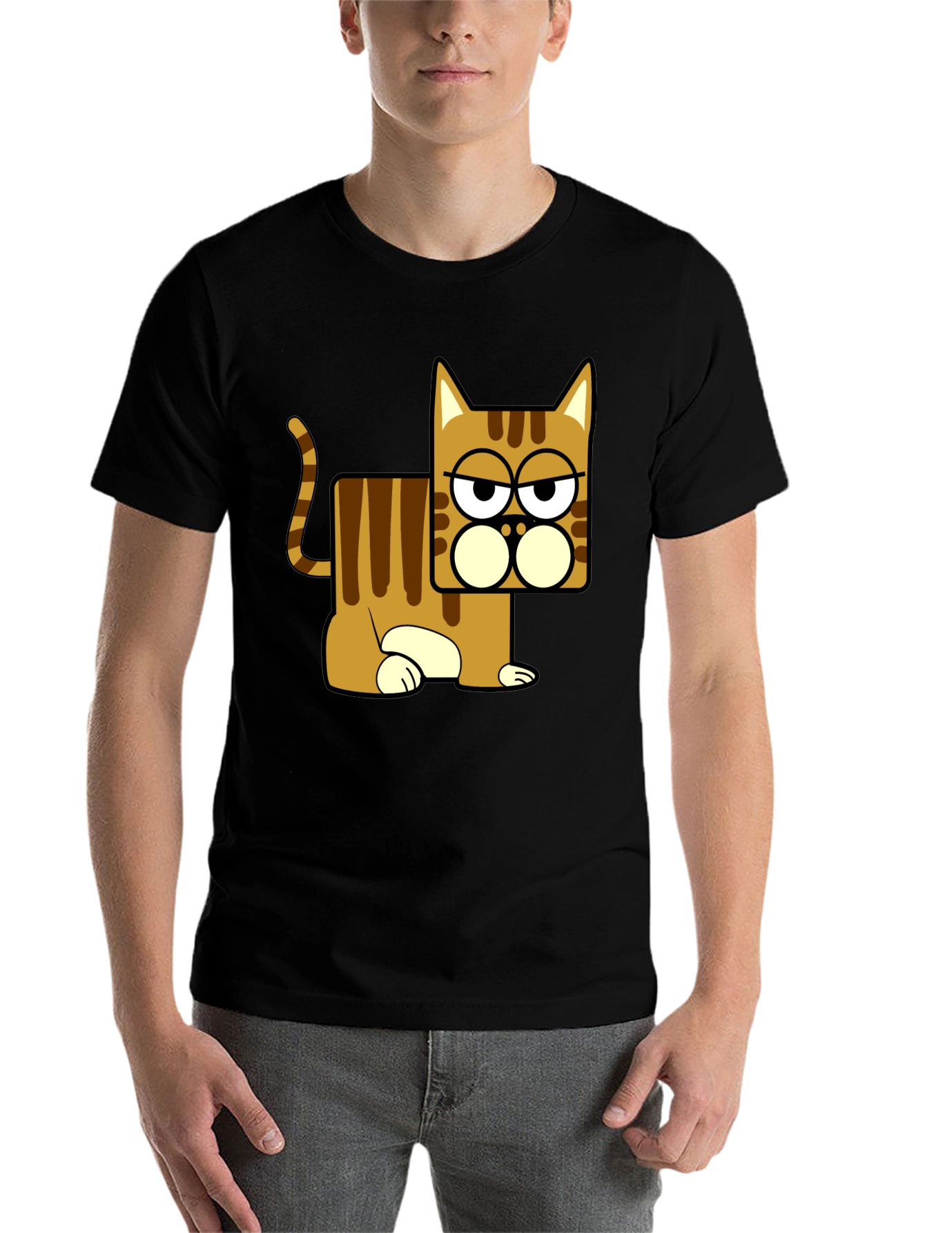 Black Funny Cat Graphic T-Shirt - Black view 7