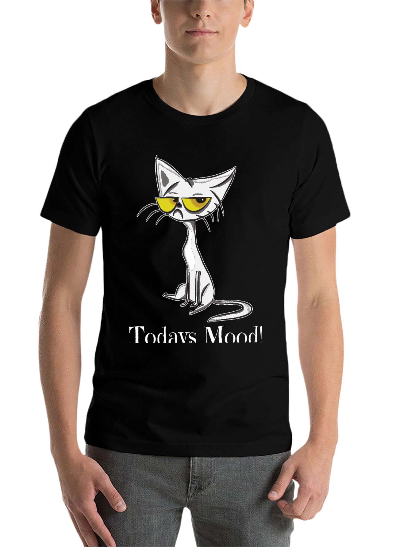 Black Grumpy Cat T-Shirt - Today's Mood Funny Tee view 7