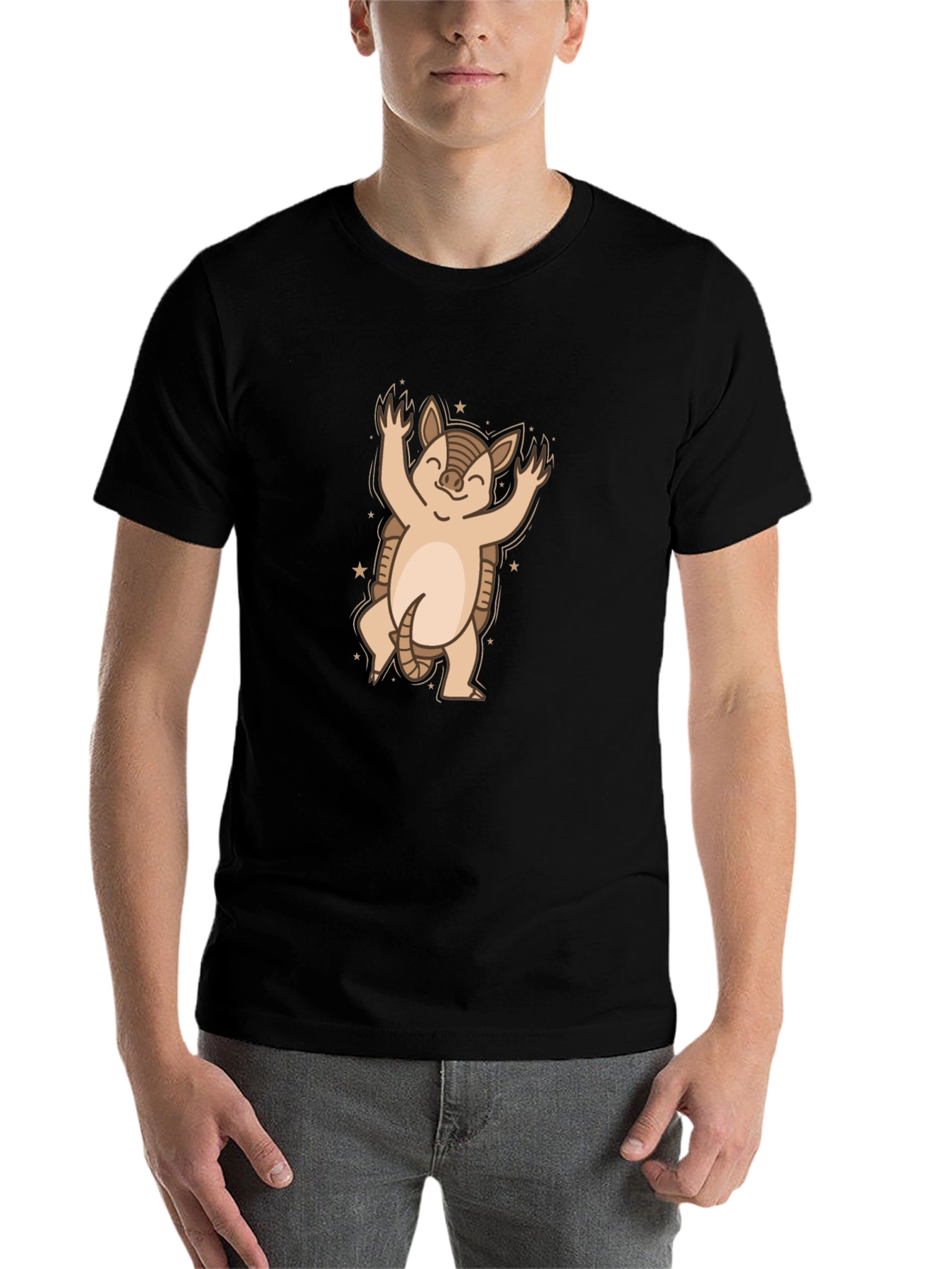 Black Armadillo Graphic Tee - Cute Cartoon Animal Shirt view 7