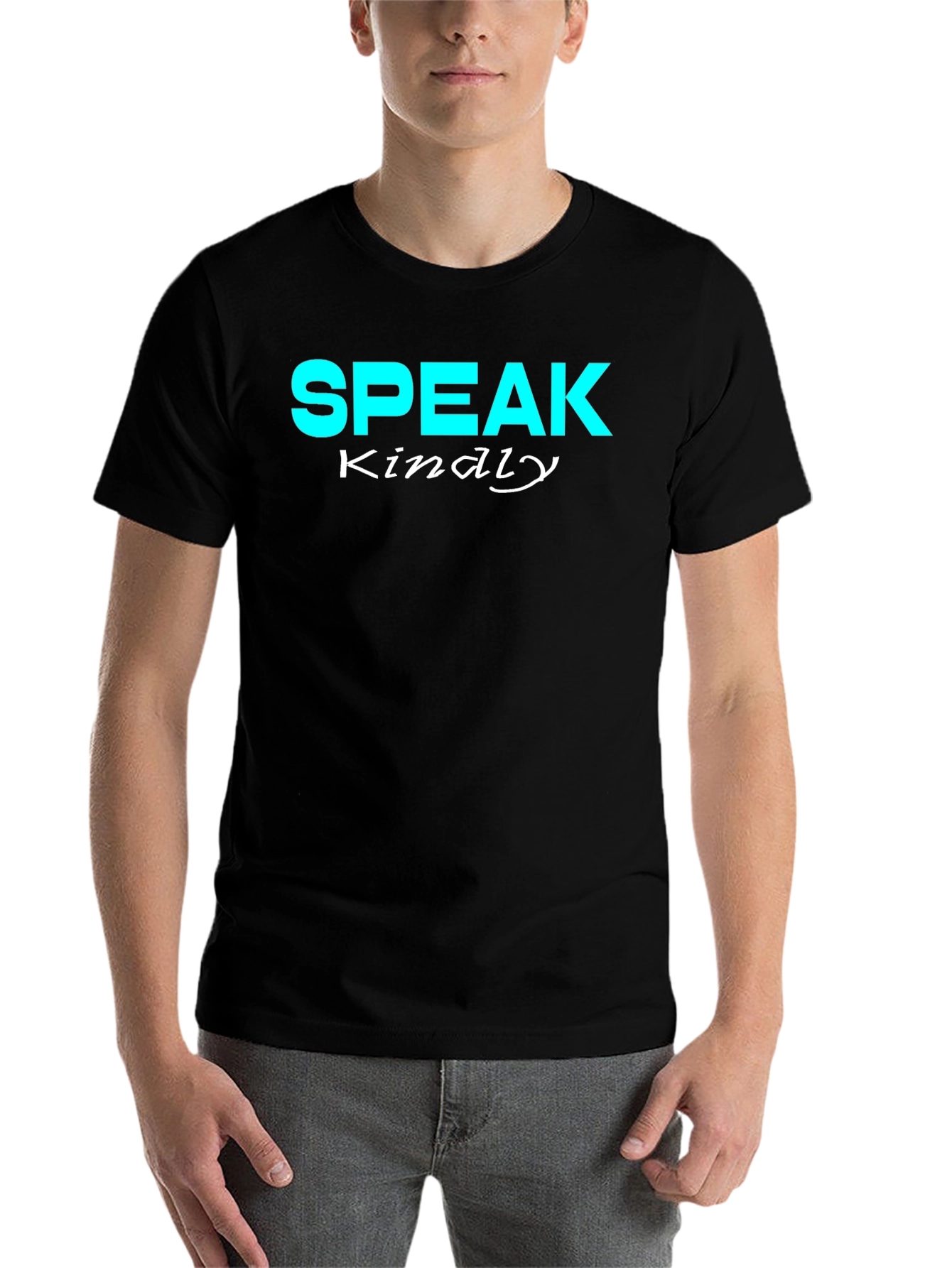 Black Speak Kindly Graphic Tee - Black Cotton T-Shirt view 7