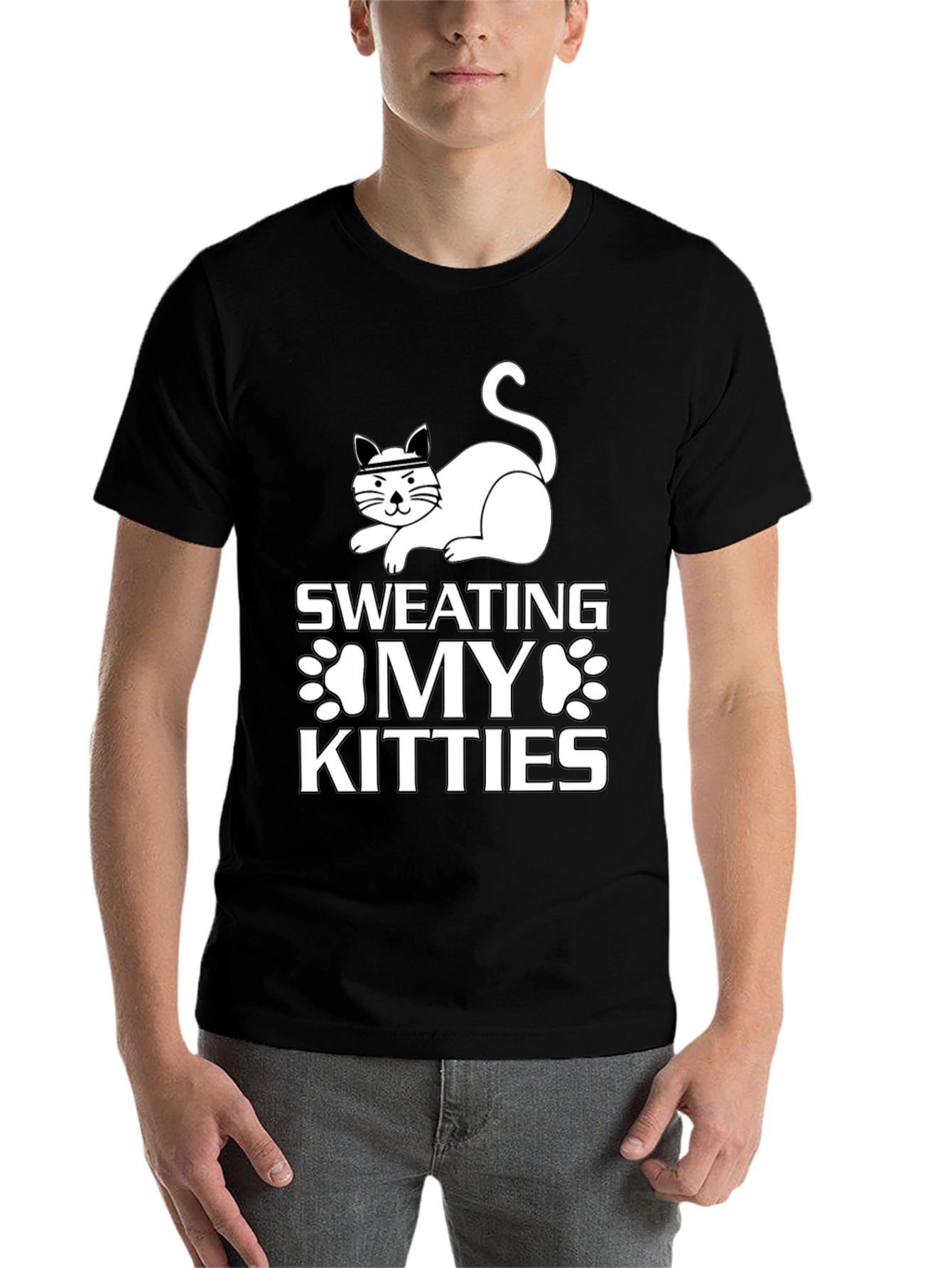 Black Sweating My Kitties Black Graphic Tee view 7