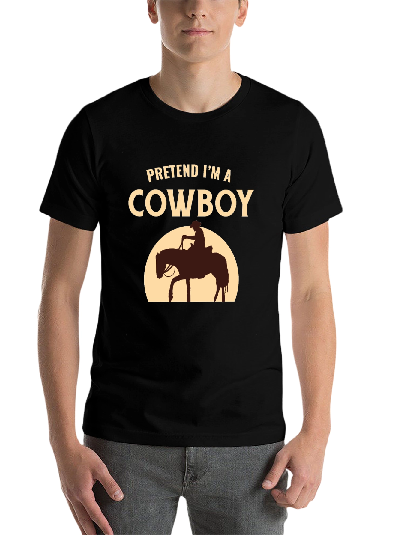 Black Pretend I'm a Cowboy T-Shirt - Funny Western Tee view 7
